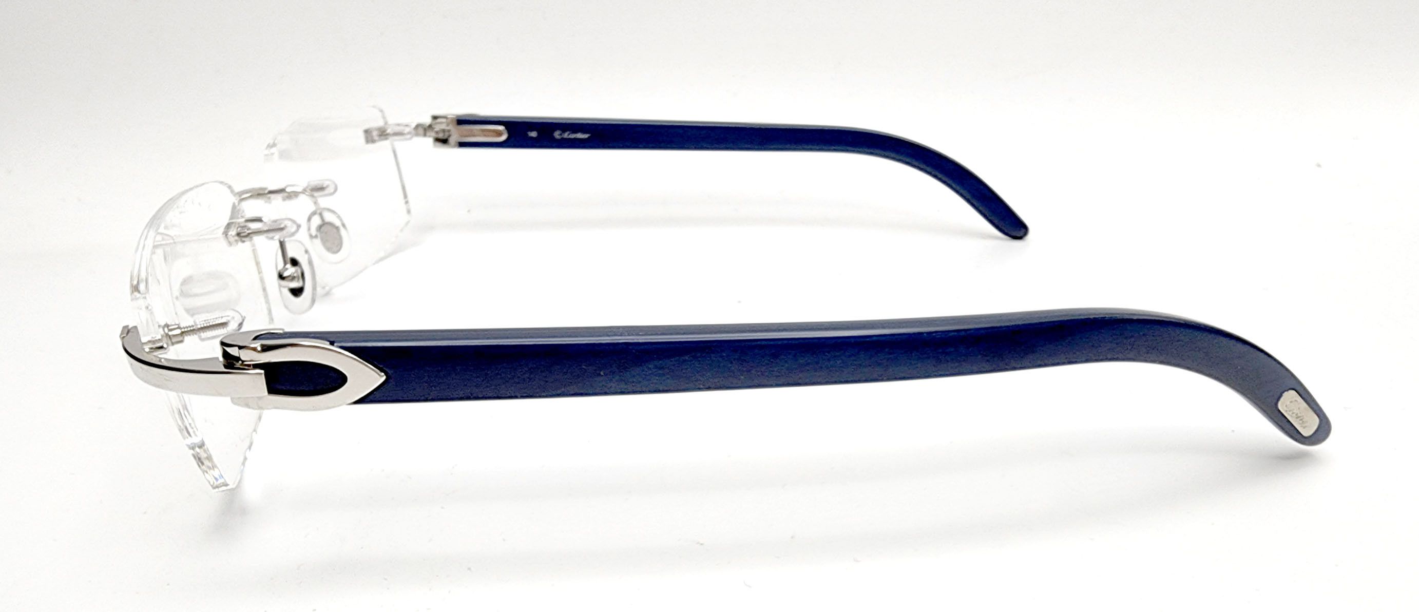 Cartier NEW! Cartier Blue Wood Silver Glasses CT00520 Size ONE SIZE - 6 Thumbnail