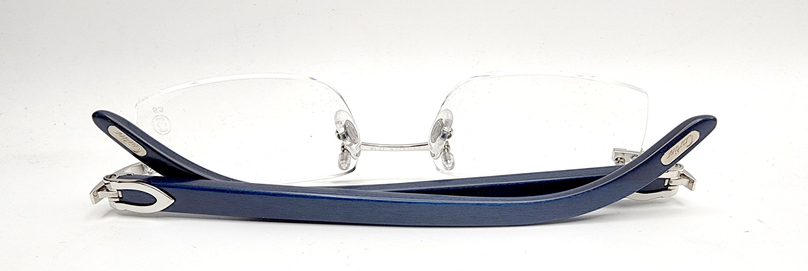 Cartier NEW! Cartier Blue Wood Silver Glasses CT00520 Size ONE SIZE - 8 Thumbnail