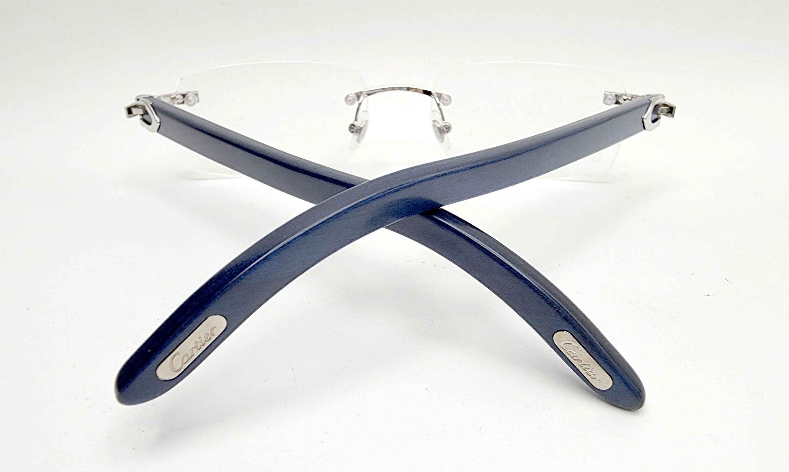 Cartier NEW! Cartier Blue Wood Silver Glasses CT00520 Size ONE SIZE - 7 Thumbnail