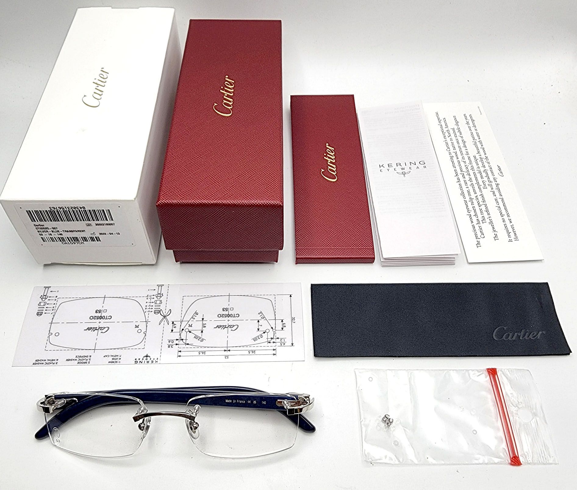 Cartier NEW! Cartier Blue Wood Silver Glasses CT00520 Size ONE SIZE - 2 Thumbnail