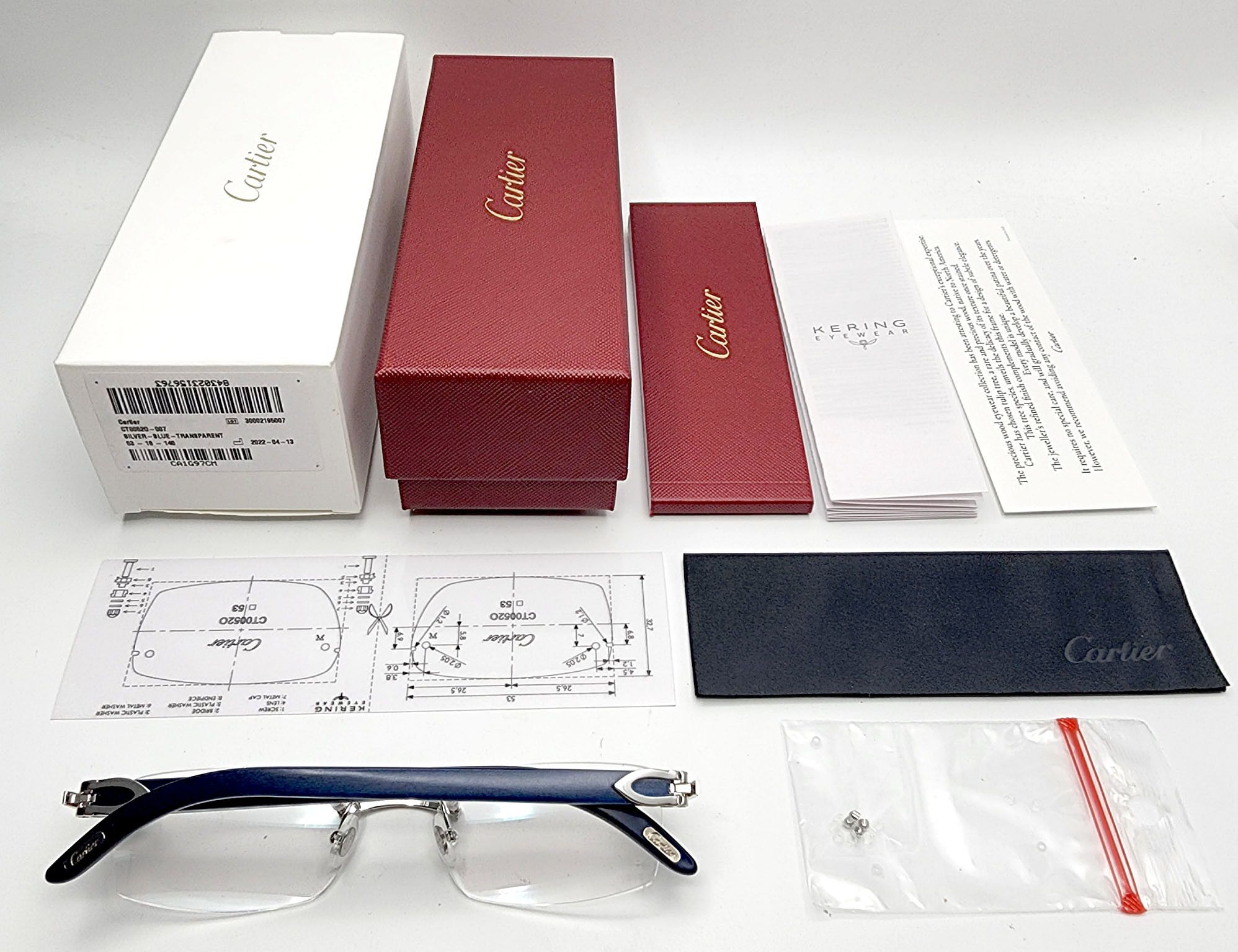 Cartier NEW! Cartier Blue Wood Silver Glasses CT00520 Size ONE SIZE - 3 Thumbnail