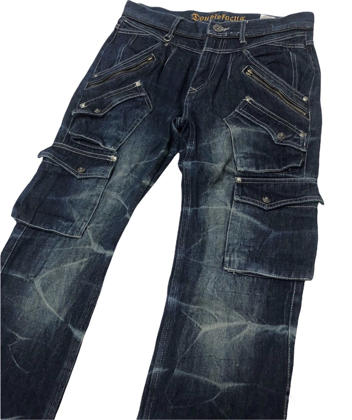 Hysteric Glamour × Japanese Brand RARE!! DOUBLEFOCUS MULTI POCKET SKULLBUTTON FLARED JEANS Size US 32 / EU 48 - 3 Thumbnail