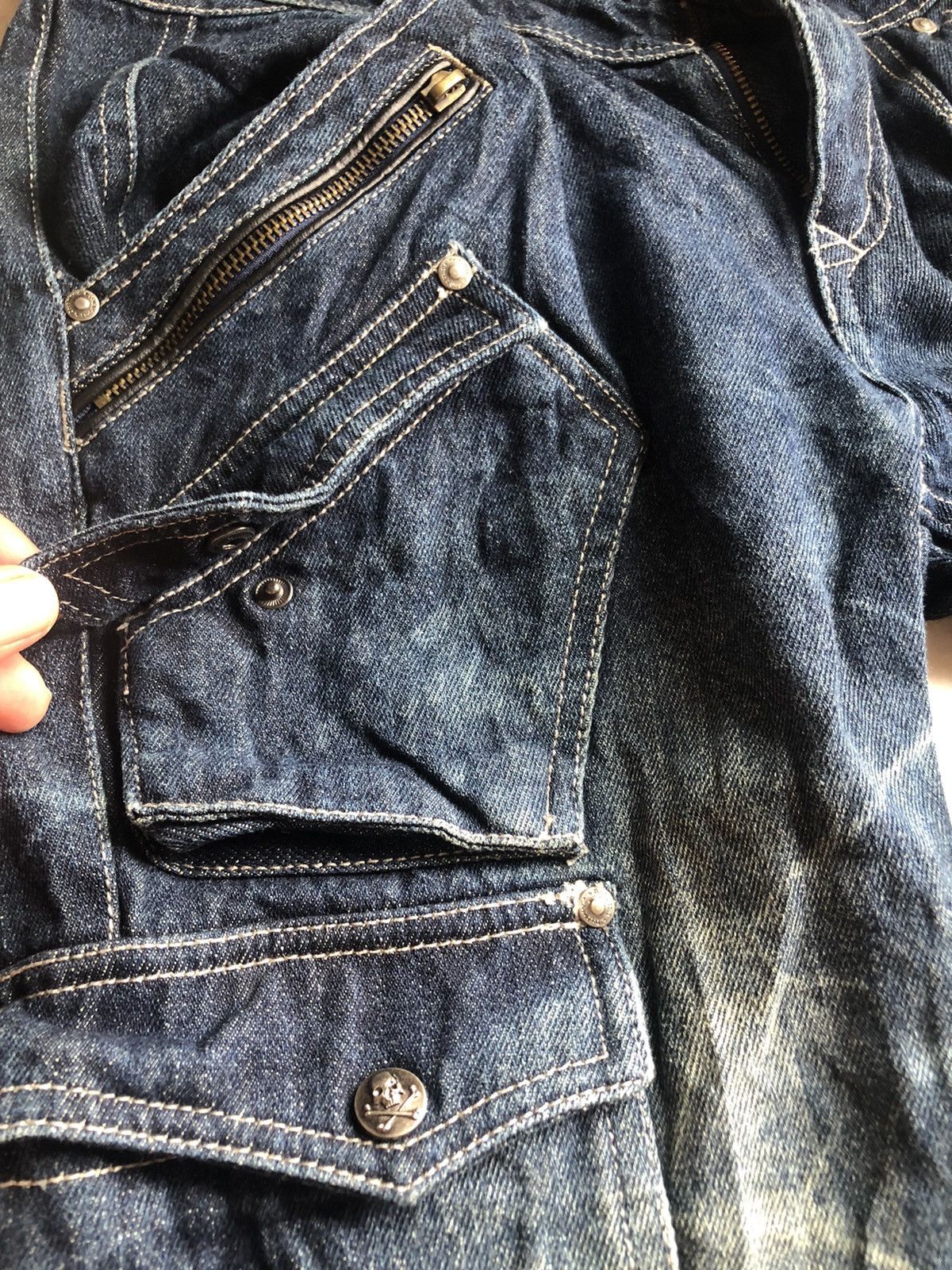 Hysteric Glamour × Japanese Brand RARE!! DOUBLEFOCUS MULTI POCKET SKULLBUTTON FLARED JEANS Size US 32 / EU 48 - 10 Thumbnail
