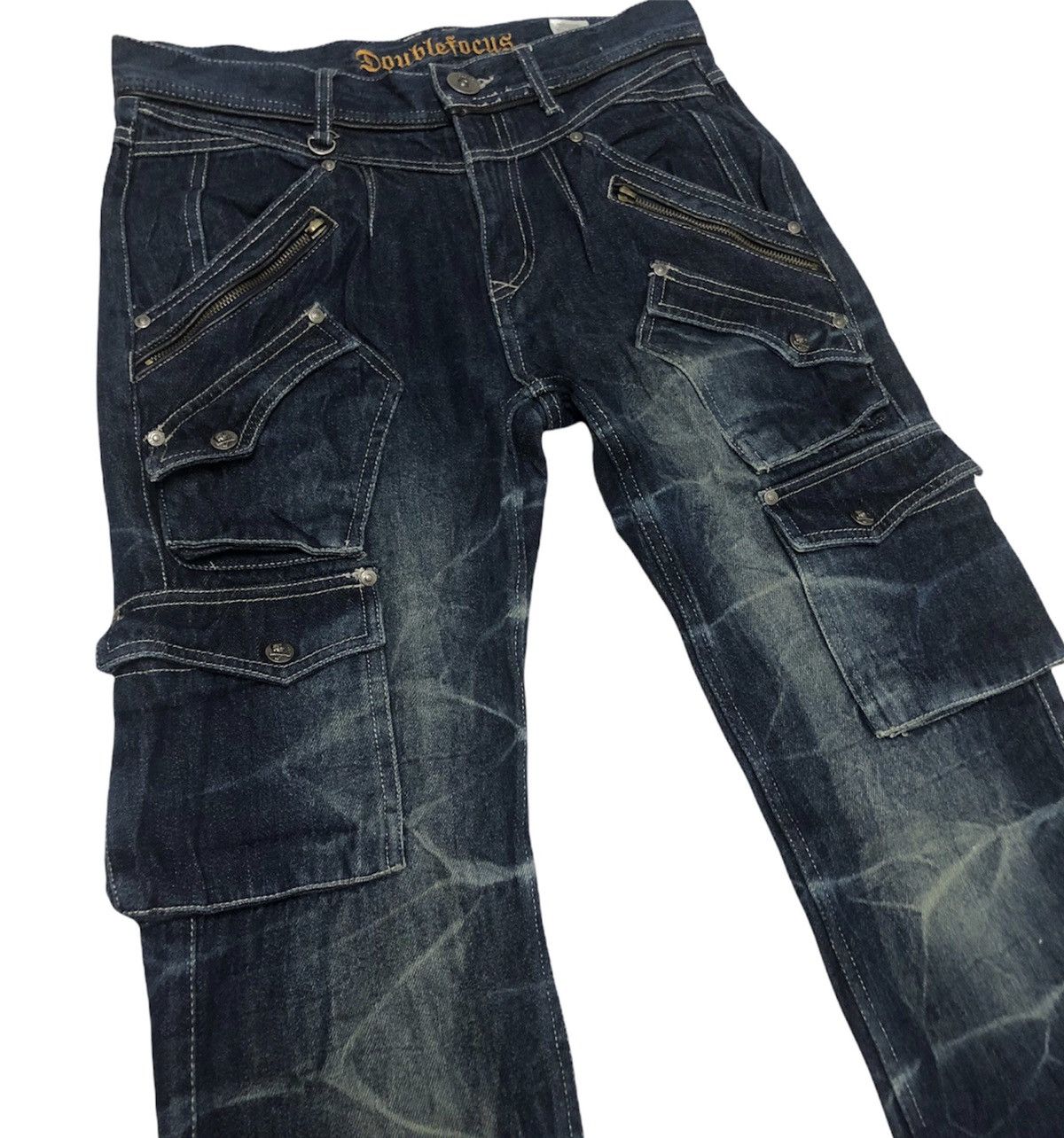 Hysteric Glamour × Japanese Brand RARE!! DOUBLEFOCUS MULTI POCKET SKULLBUTTON FLARED JEANS Size US 32 / EU 48 - 4 Thumbnail