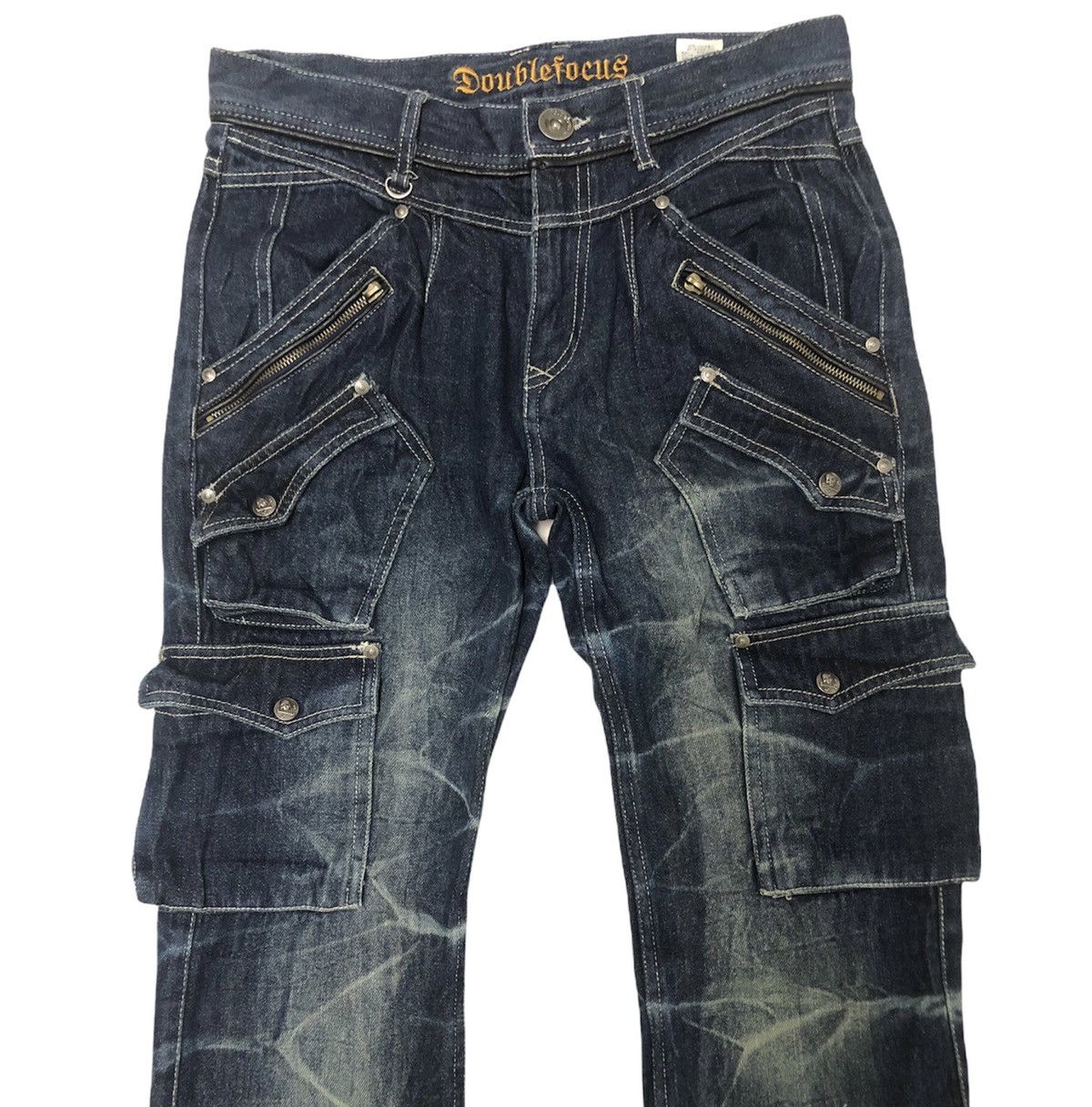 Hysteric Glamour × Japanese Brand RARE!! DOUBLEFOCUS MULTI POCKET SKULLBUTTON FLARED JEANS Size US 32 / EU 48 - 5 Thumbnail