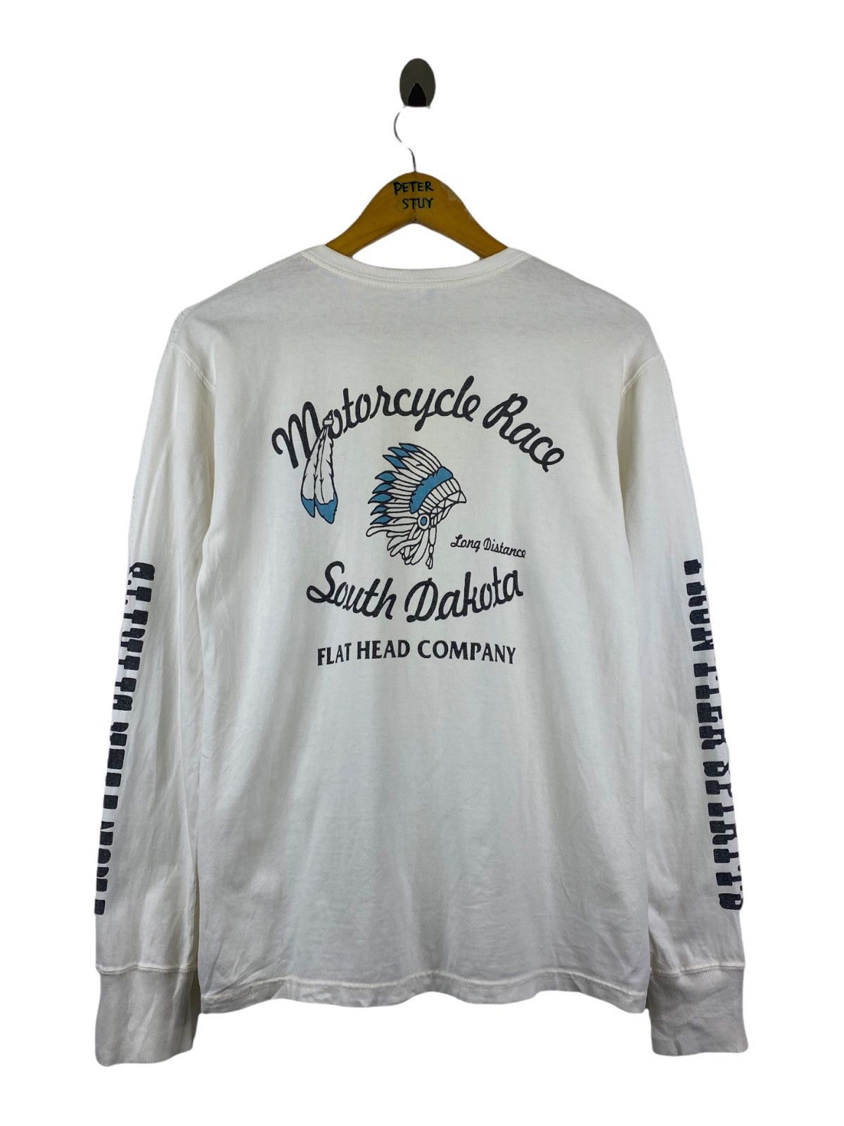 The Flat Head × Vintage VINTAGE THE FLAT HEAD MOTORCYCLE RACE LONGSHIRT Size US M / EU 48-50 / 2 - 1 Thumbnail