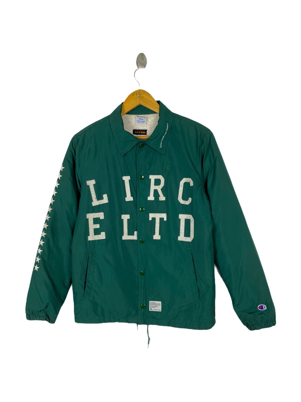 image of Exclusive Champion X Let It Ride Internatinol Riders Jacket in Green, Men's (Size Small)