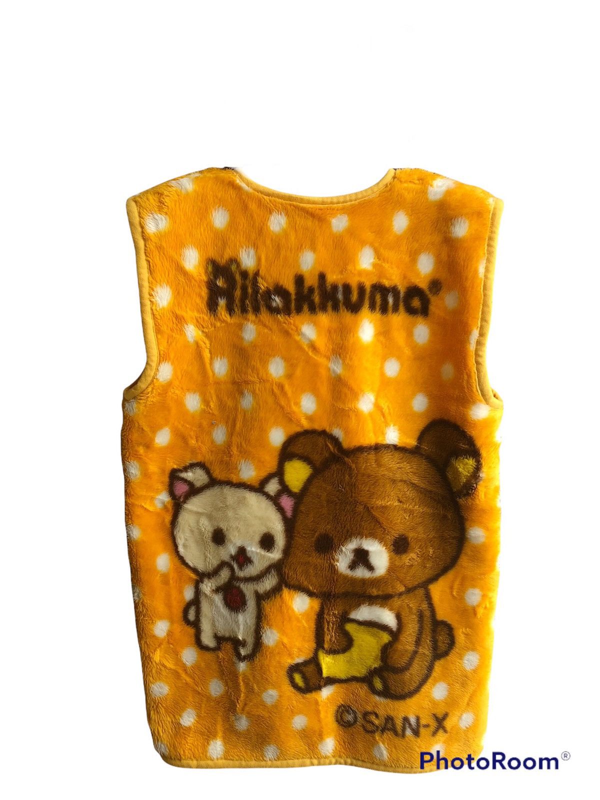 image of Cartoon Network x Vintage Rilakkuma San -X Printed Fleece Vest in Yellow, Men's (Size Small)