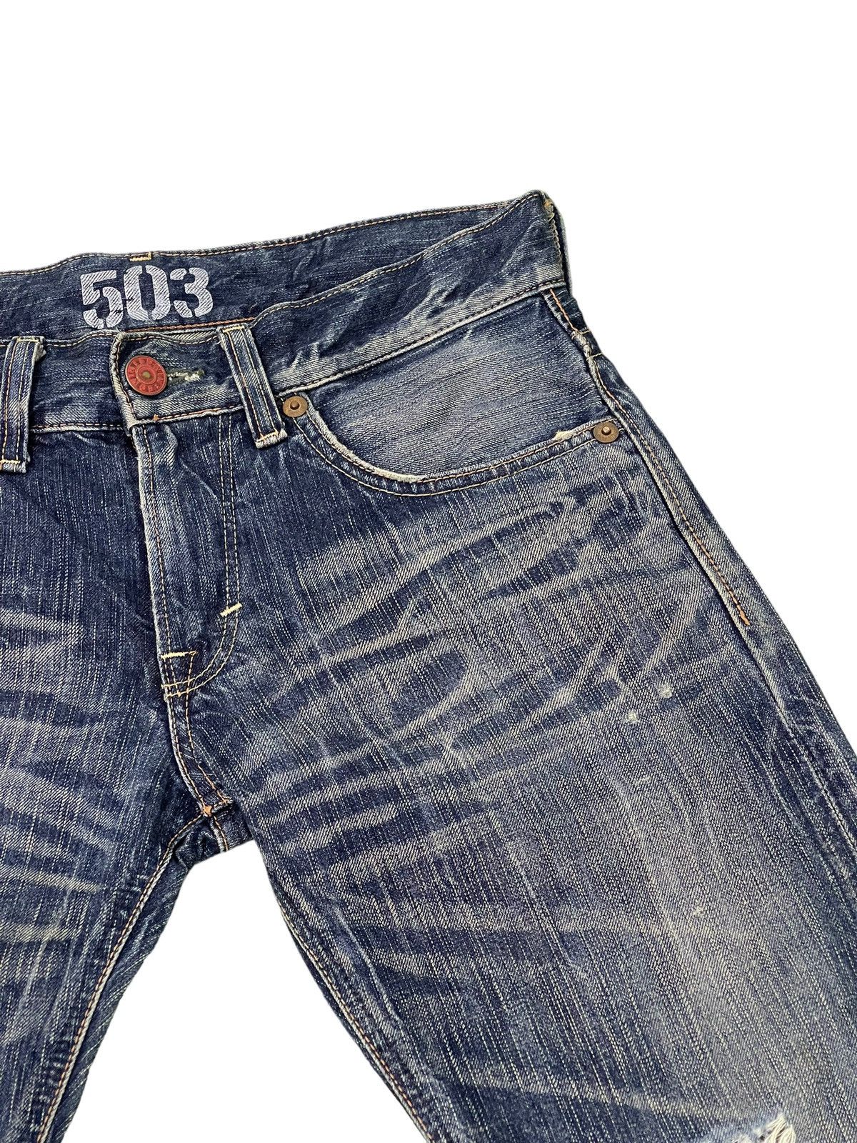 Edwin Flare Jeans Edwin Distress Denim Acid Wash Boot Cut 17🟦 Size US 31 - 9 Thumbnail