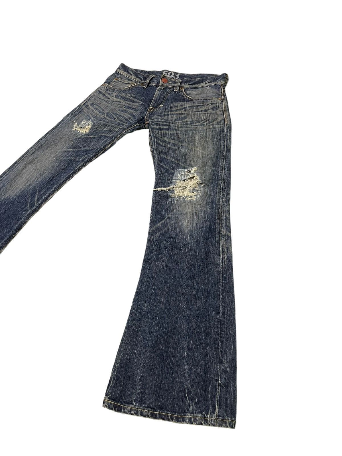 Edwin Flare Jeans Edwin Distress Denim Acid Wash Boot Cut 17🟦 Size US 31 - 1 Thumbnail