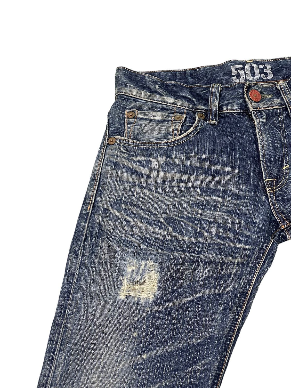 Edwin Flare Jeans Edwin Distress Denim Acid Wash Boot Cut 17🟦 Size US 31 - 8 Thumbnail