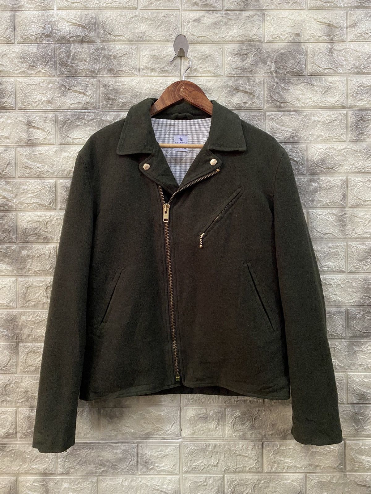 image of R Newbold x Racing R. Newbold Biker Jacket in Dark Green, Men's (Size XL)