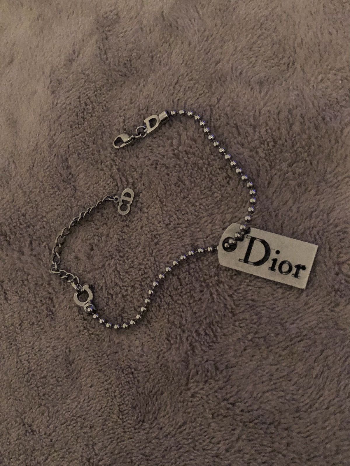image of Dior Dog Tag Pendant Bracelet in Silver, Men's