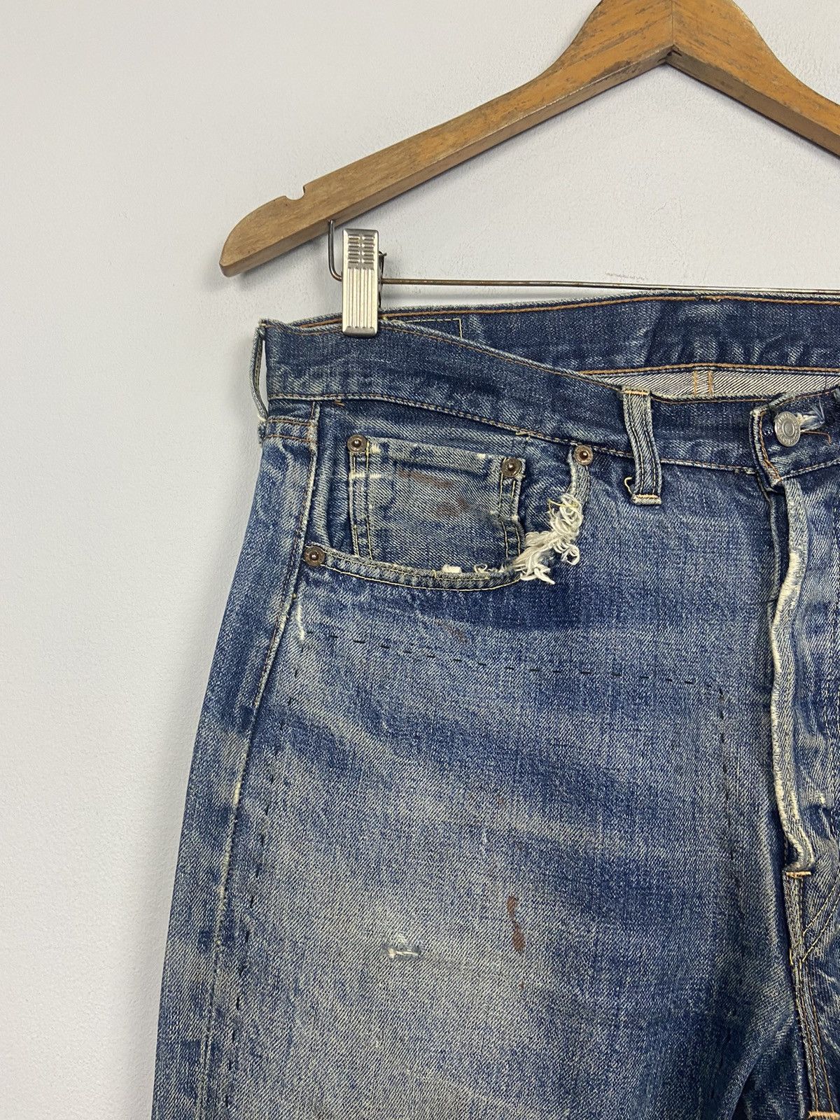 Levi's × Vintage Vintage 60s Levis Big E 🇺🇸 Denim Distressed Jeans Size US 36 / EU 52 - 9 Thumbnail