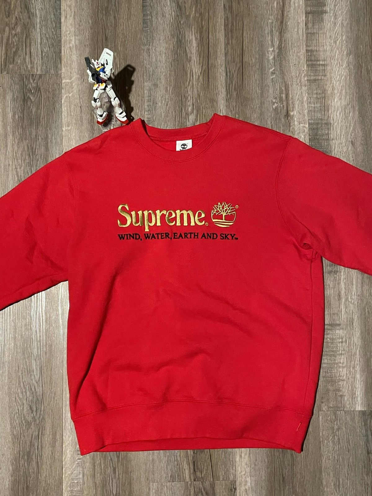 Supreme Supreme x Timberland Embroidered Logo Red Sweatshirt | Grailed