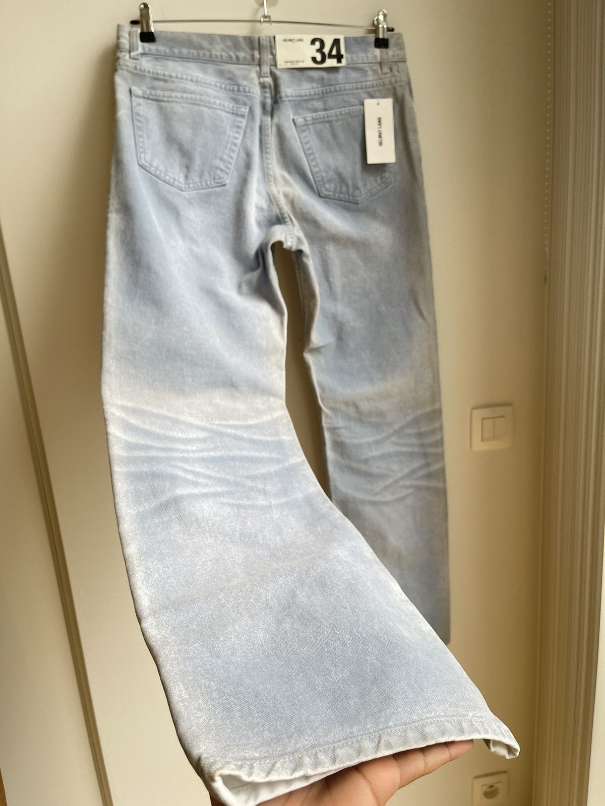 Helmut Lang Helmut Lang Overprinted White Denim Low Waist Boot Cut Size US 34 / EU 50 - 8 Thumbnail