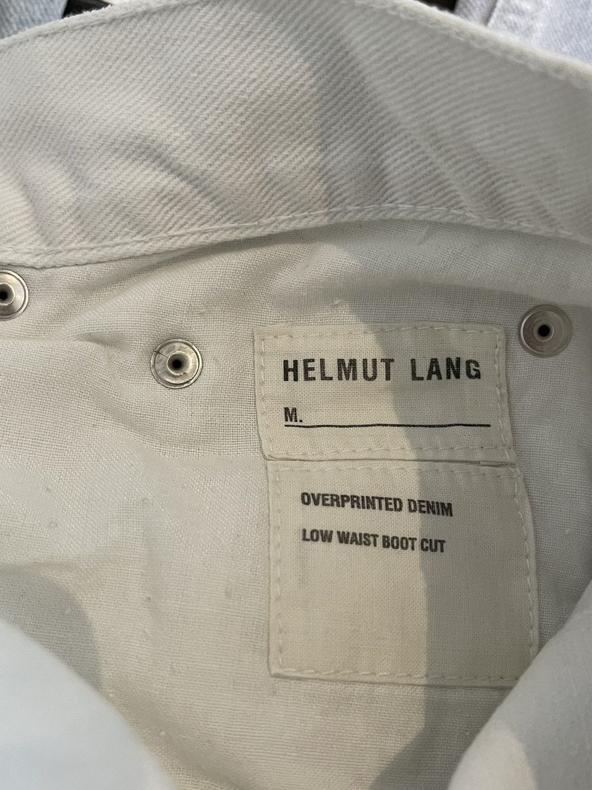 Helmut Lang Helmut Lang Overprinted White Denim Low Waist Boot Cut Size US 34 / EU 50 - 19 Thumbnail