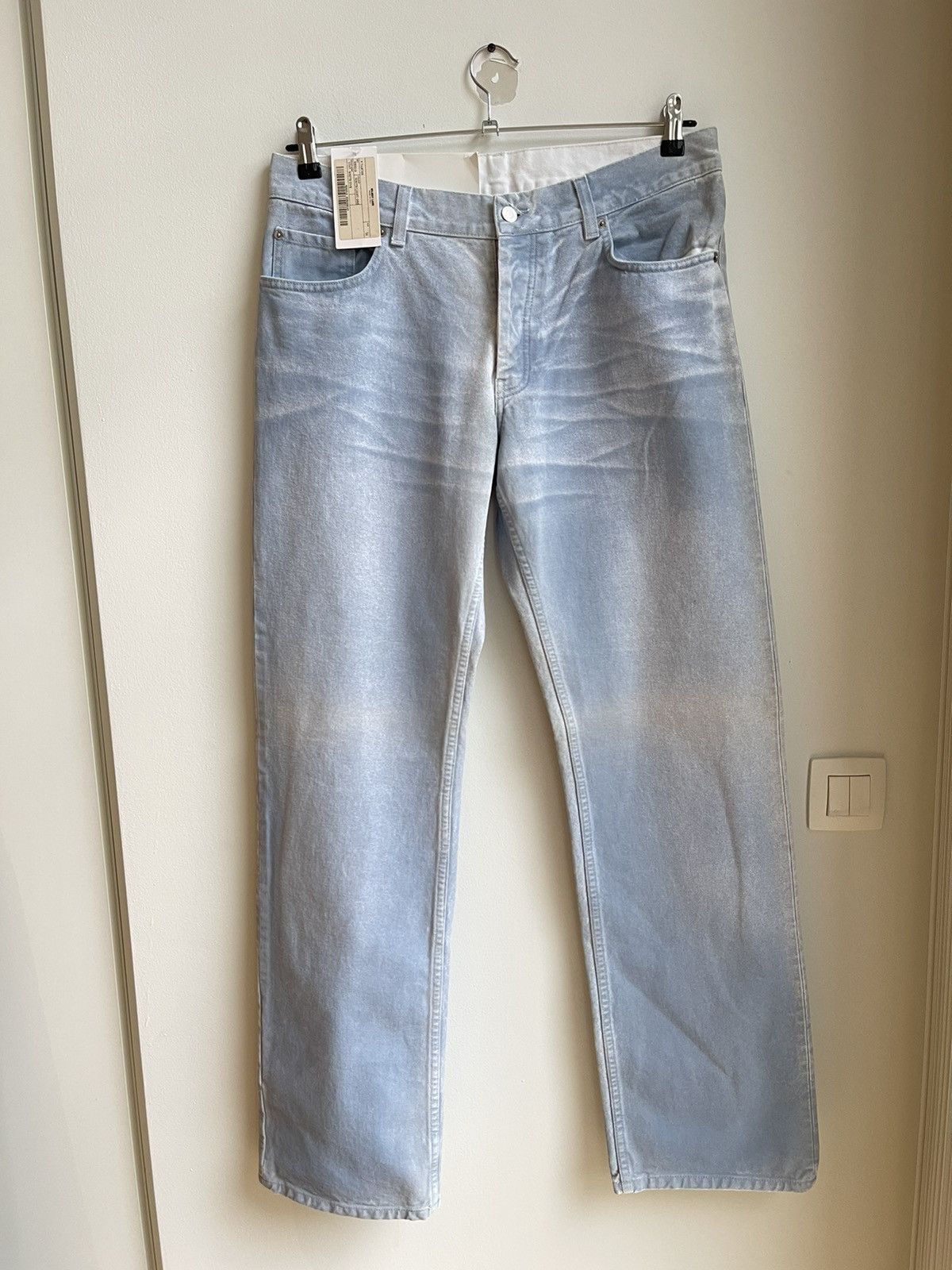 Helmut Lang Helmut Lang Overprinted White Denim Low Waist Boot Cut Size US 34 / EU 50 - 1 Thumbnail