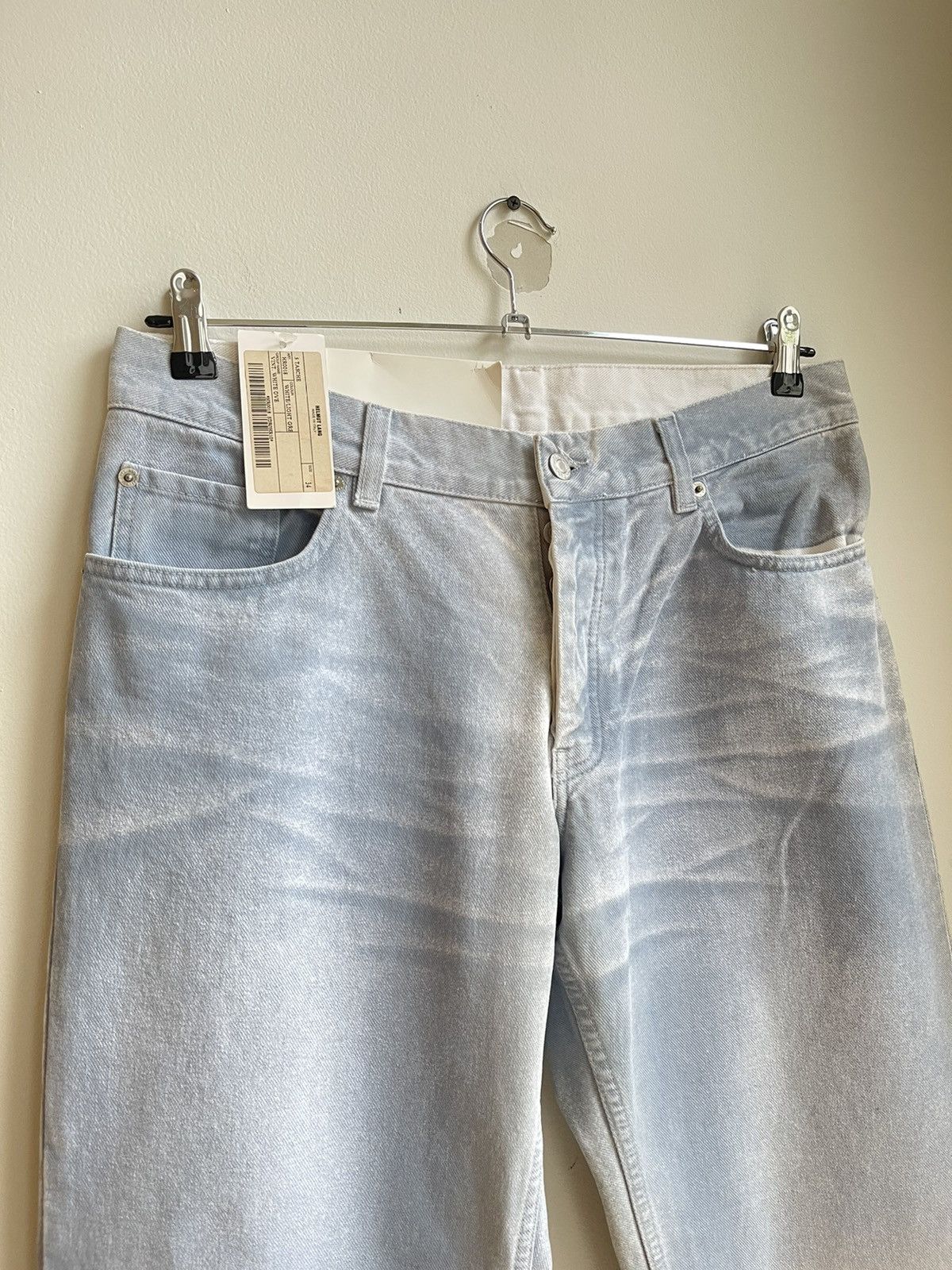 Helmut Lang Helmut Lang Overprinted White Denim Low Waist Boot Cut Size US 34 / EU 50 - 2 Thumbnail