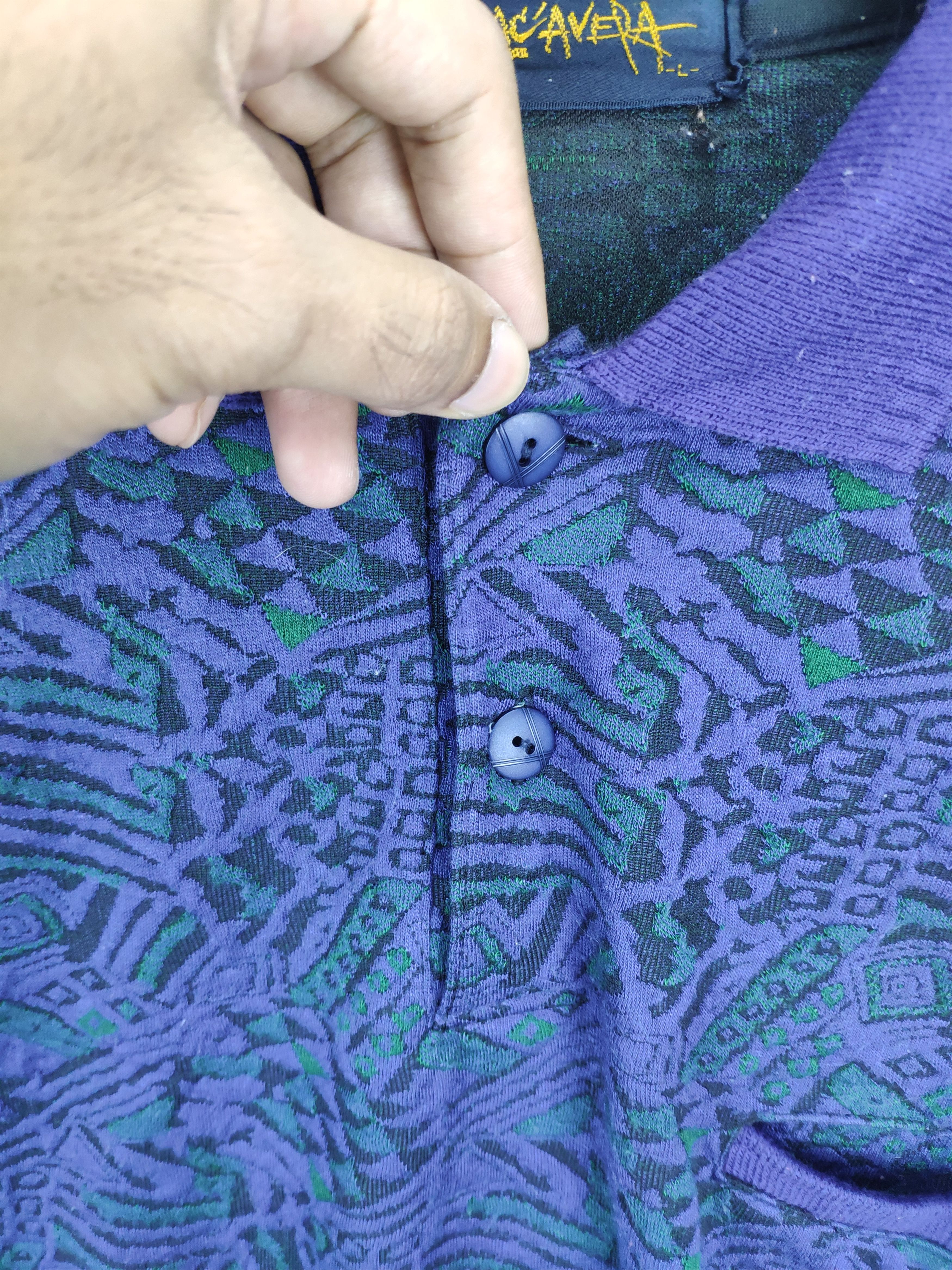 Japanese Brand × Vintage Vintage Polo Shirt Long Sleeve Abstract Motif Size US M / EU 48-50 / 2 - 12 Thumbnail
