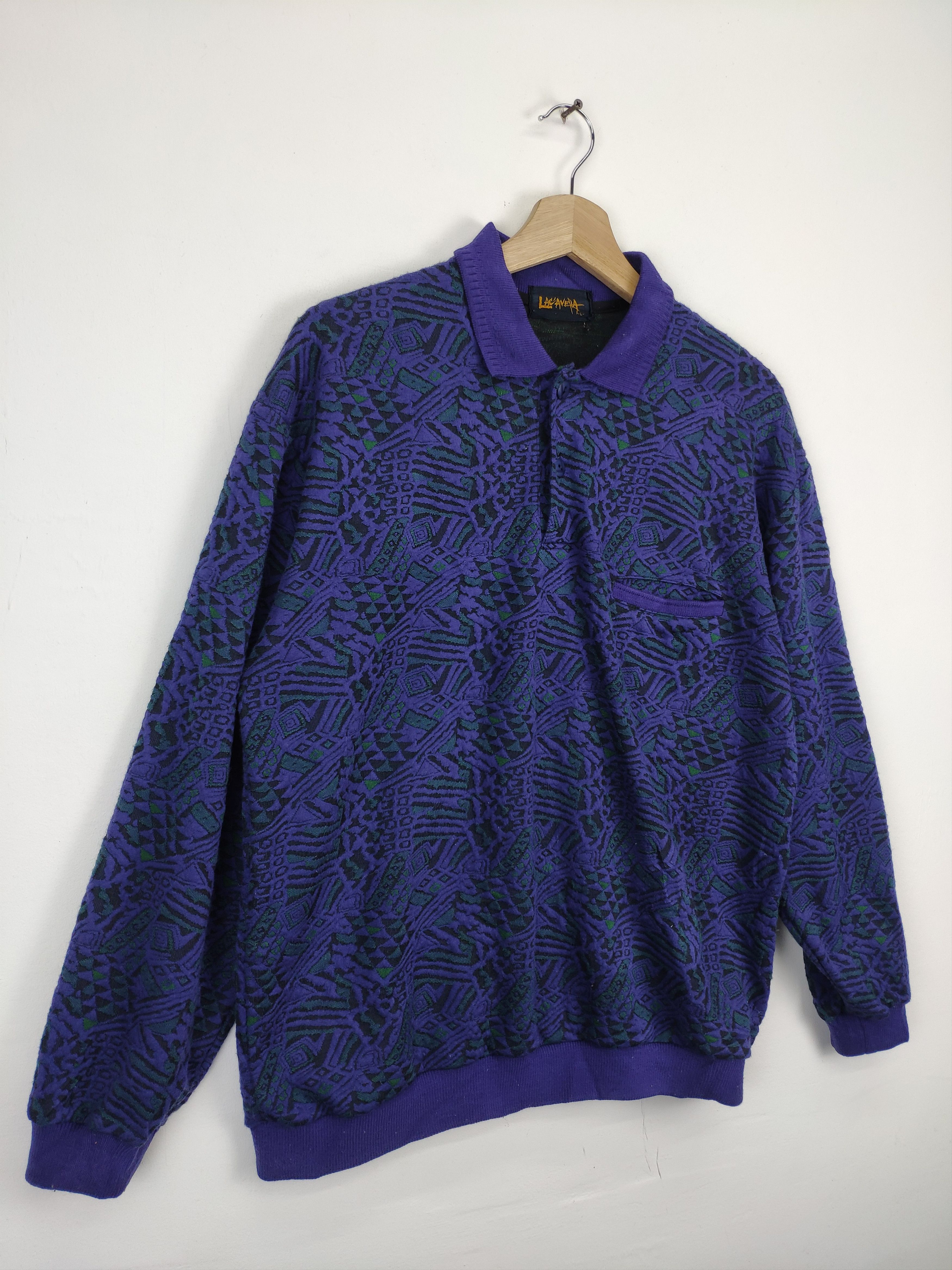 Japanese Brand × Vintage Vintage Polo Shirt Long Sleeve Abstract Motif Size US M / EU 48-50 / 2 - 7 Thumbnail