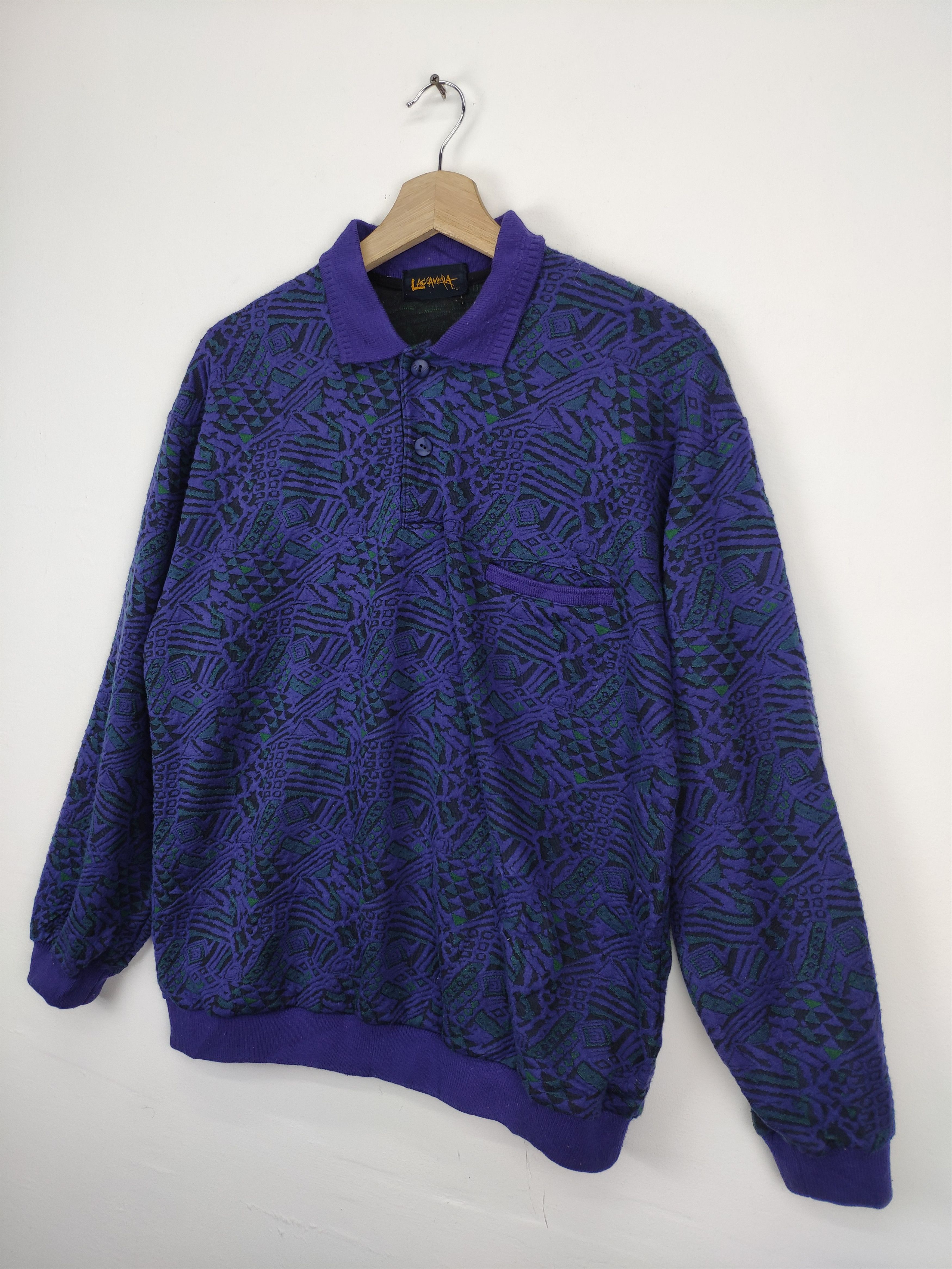 Japanese Brand × Vintage Vintage Polo Shirt Long Sleeve Abstract Motif Size US M / EU 48-50 / 2 - 6 Thumbnail