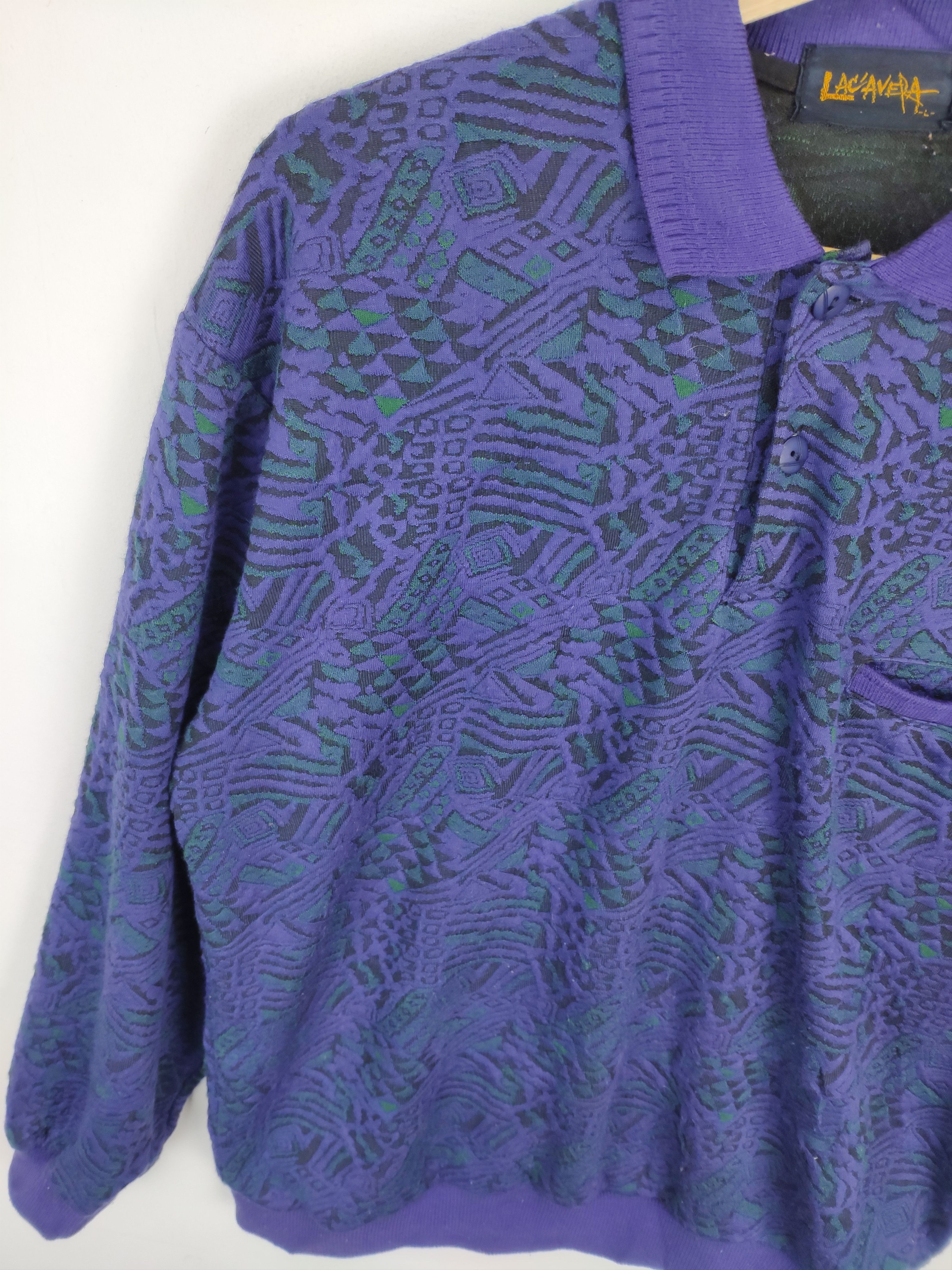Japanese Brand × Vintage Vintage Polo Shirt Long Sleeve Abstract Motif Size US M / EU 48-50 / 2 - 14 Thumbnail