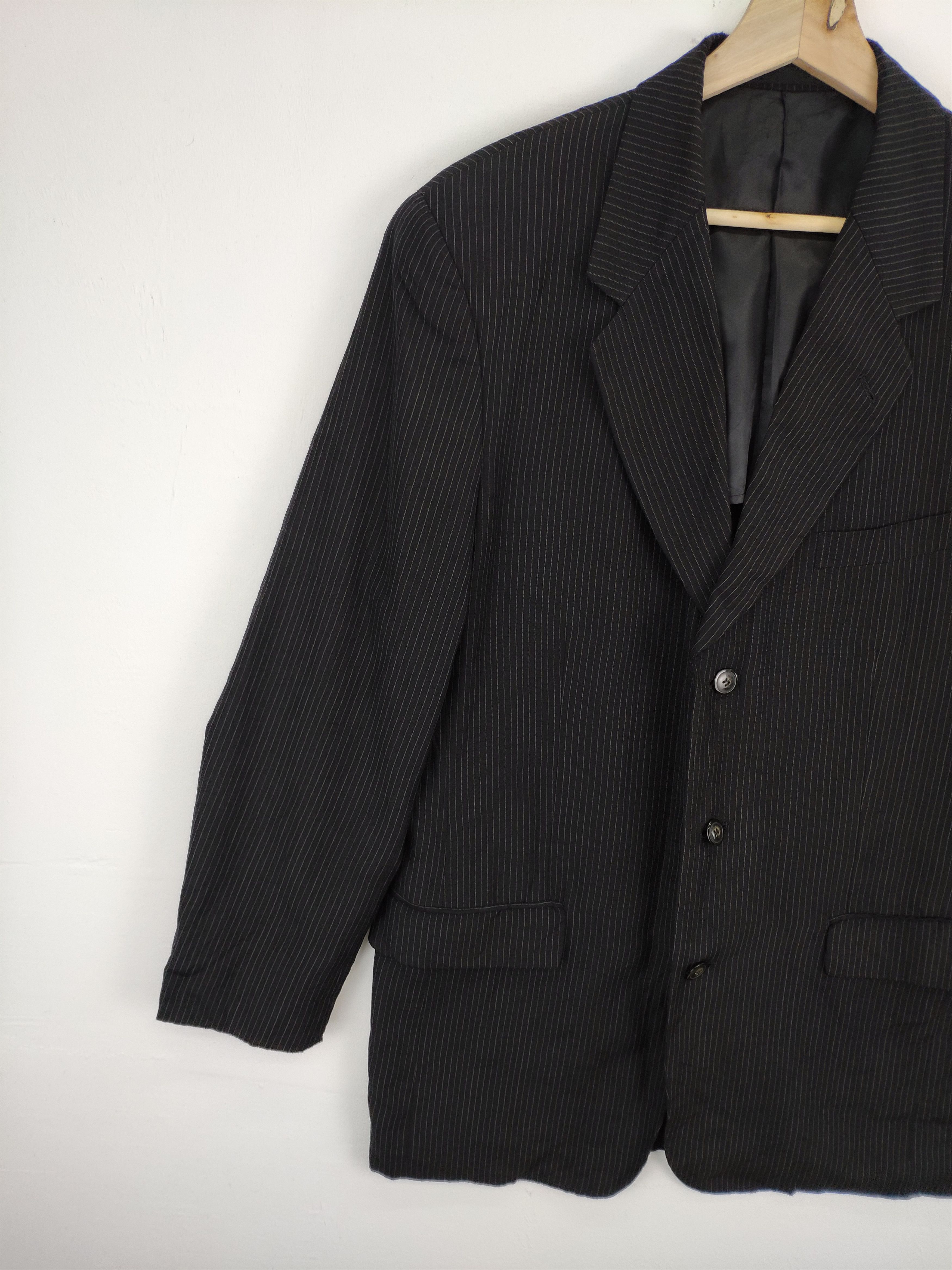 Designer × Japanese Brand × PPFM Vintage PPFM Wool Blazer Striped Distressed Size US M / EU 48-50 / 2 - 12 Thumbnail