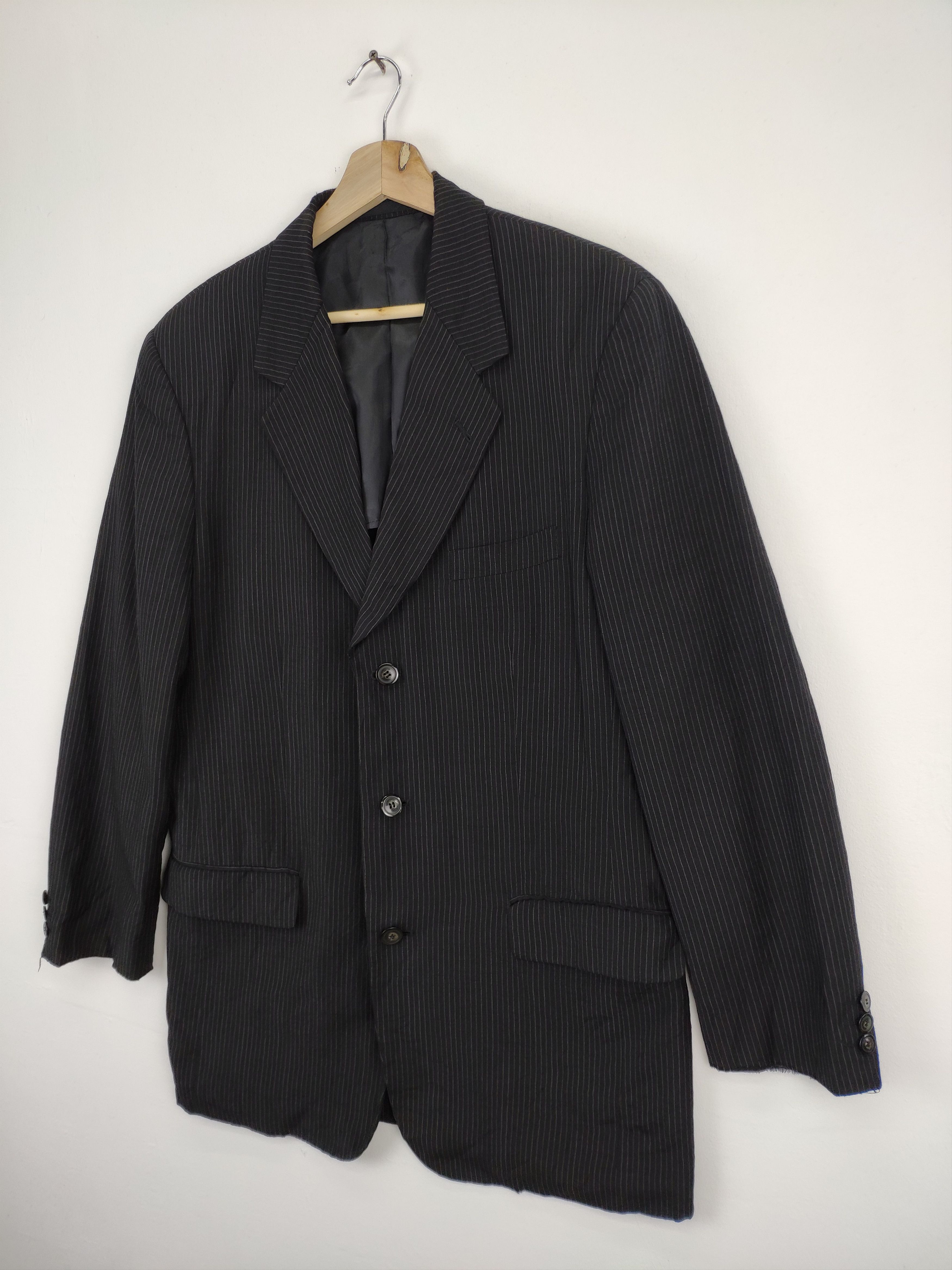 Designer × Japanese Brand × PPFM Vintage PPFM Wool Blazer Striped Distressed Size US M / EU 48-50 / 2 - 7 Thumbnail
