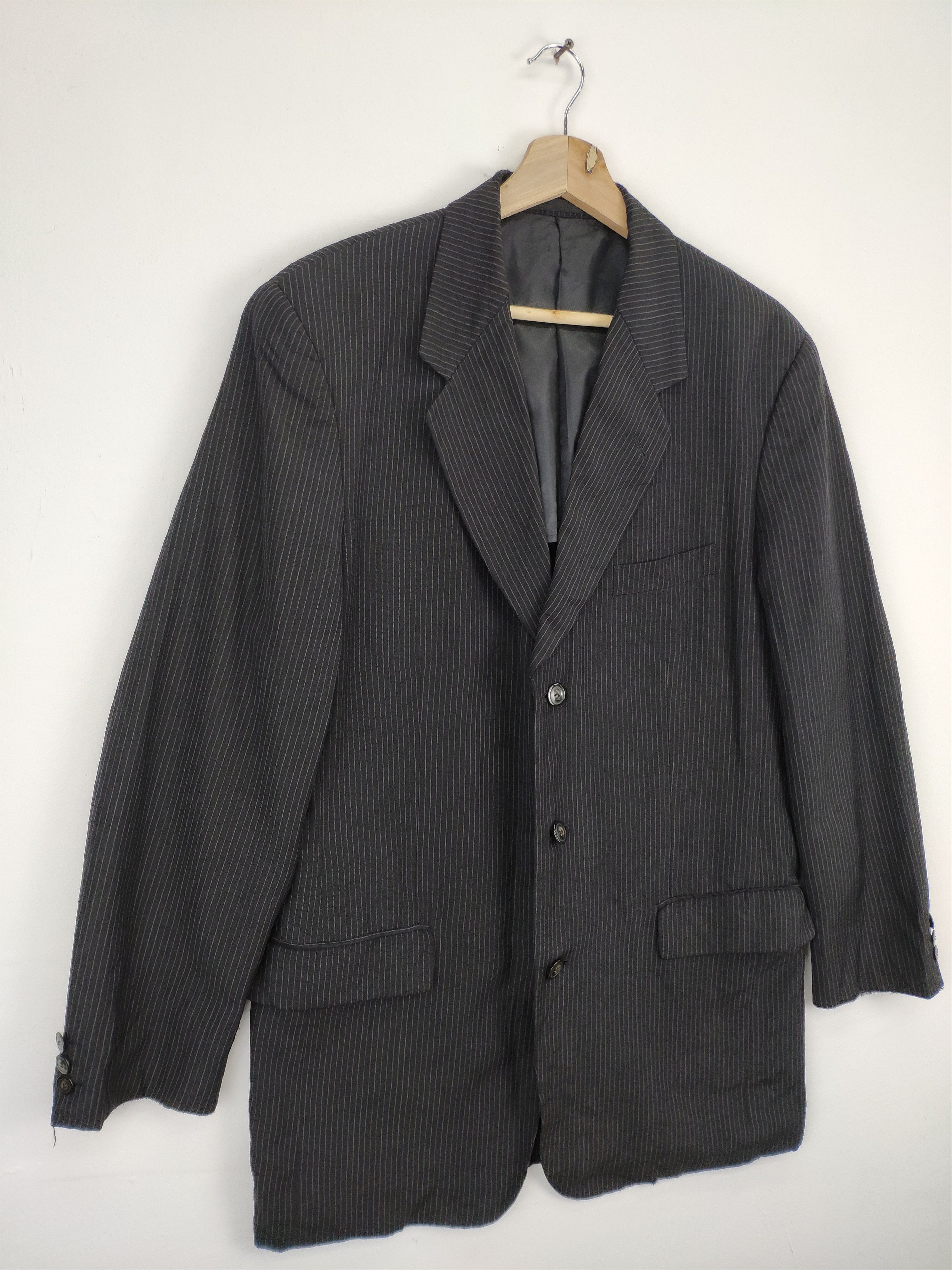 Designer × Japanese Brand × PPFM Vintage PPFM Wool Blazer Striped Distressed Size US M / EU 48-50 / 2 - 8 Thumbnail