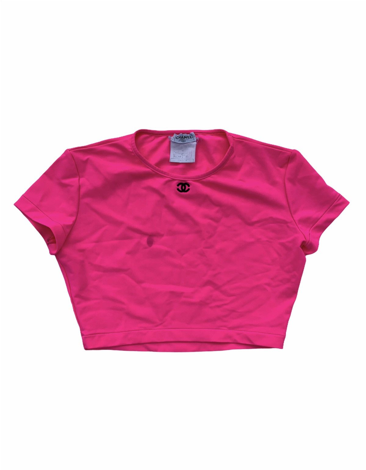 Chanel Chanel Spring 1995 Neon Pink CC Logo Cropped T-Shirt Size M / US 6-8 / IT 42-44 - 1 Thumbnail