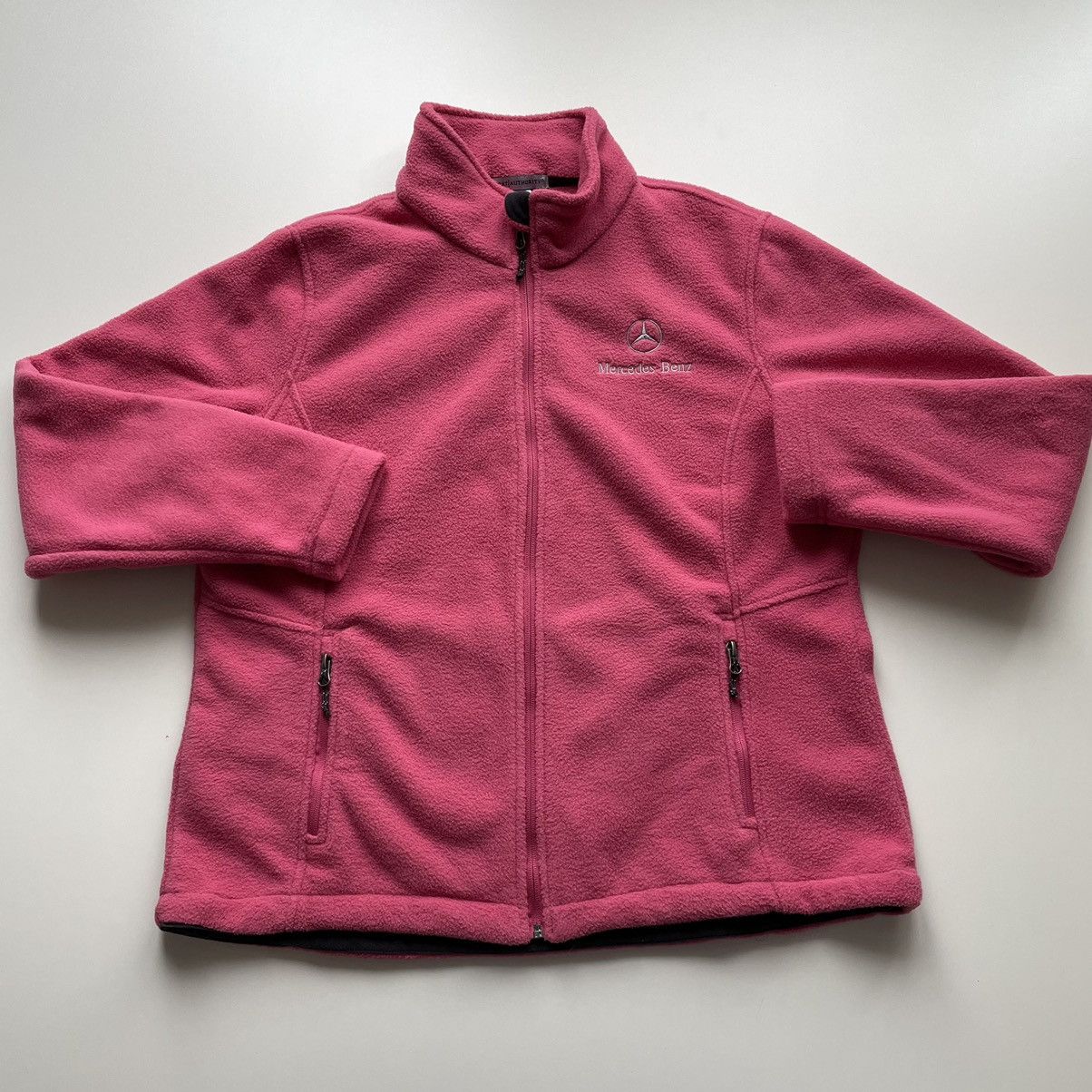 Mercedes-Benz Vintage 2000s Mercedes Benz Embroidered Fleece Pink Jacket Size XL / US 12-14 / IT 48-50 - 1 Thumbnail