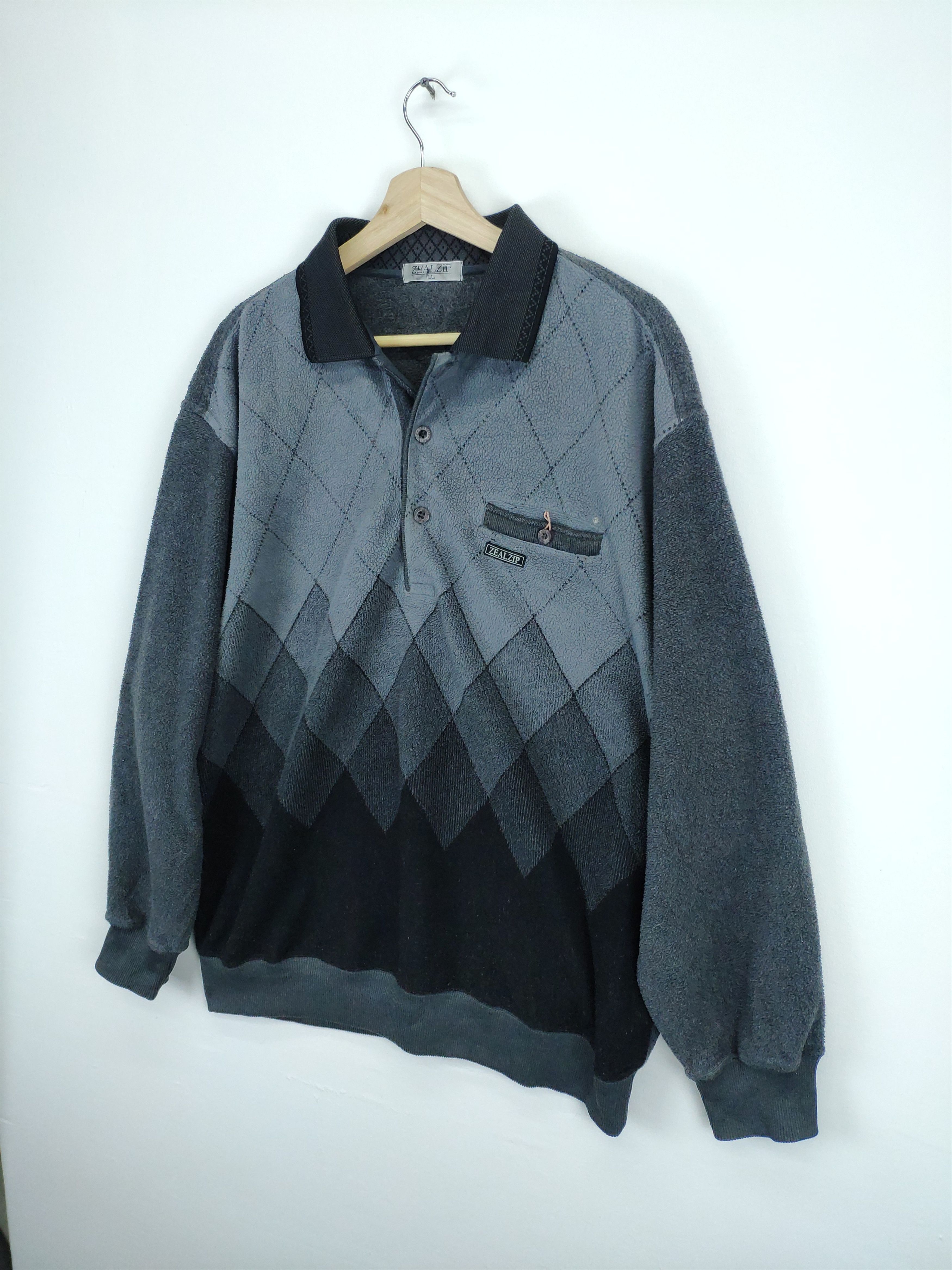 Japanese Brand × Vintage Steal 💥 Vintage Polo Long Sleeve Shirt Fleece Diamond Size US L / EU 52-54 / 3 - 2 Thumbnail