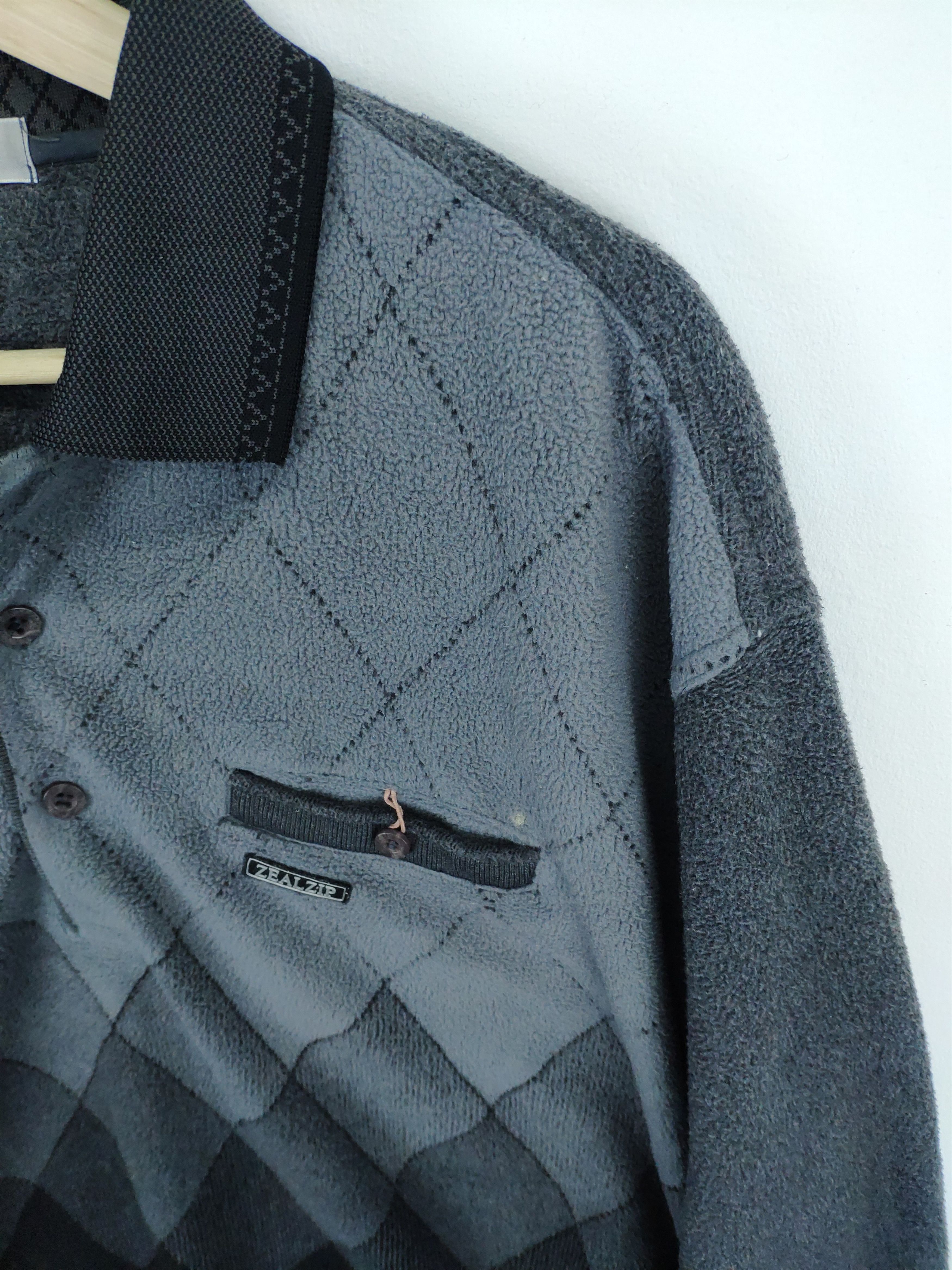 Japanese Brand × Vintage Steal 💥 Vintage Polo Long Sleeve Shirt Fleece Diamond Size US L / EU 52-54 / 3 - 5 Thumbnail