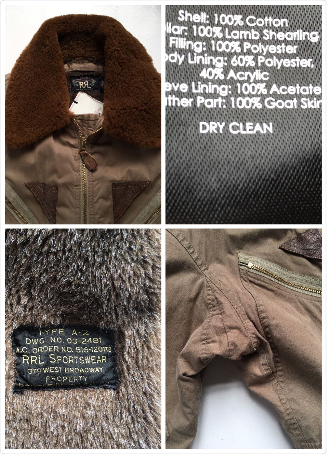 Ralph Lauren Double RL RRL G1 A2 Bomber Military Jacket The Real McCoys Size US XS / EU 42 / 0 - 20 Thumbnail