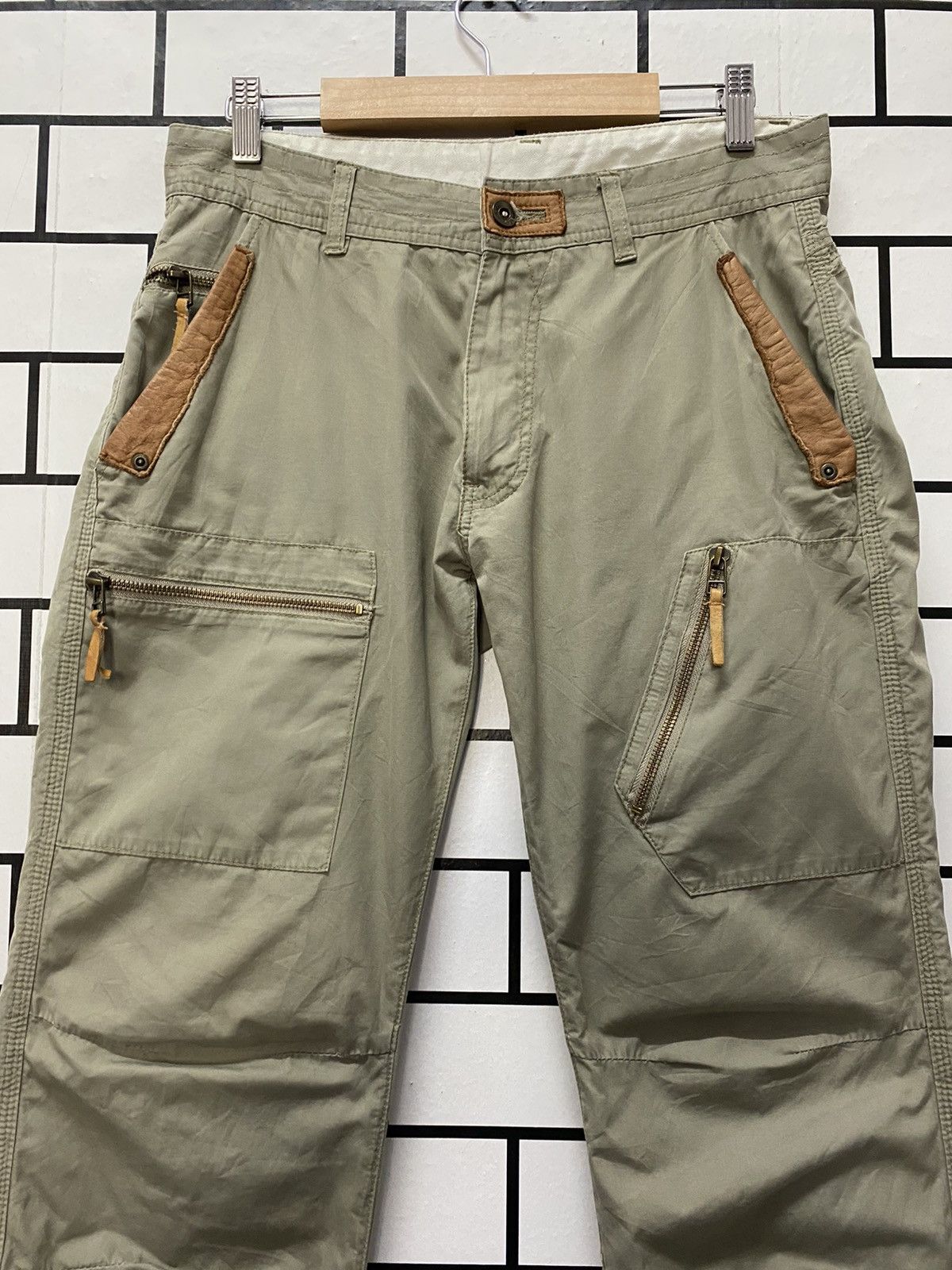 Designer × Japanese Brand Japan Brand Kolon Cargo Leather Trim Multi pocket Pants Size US 30 / EU 46 - 2 Thumbnail