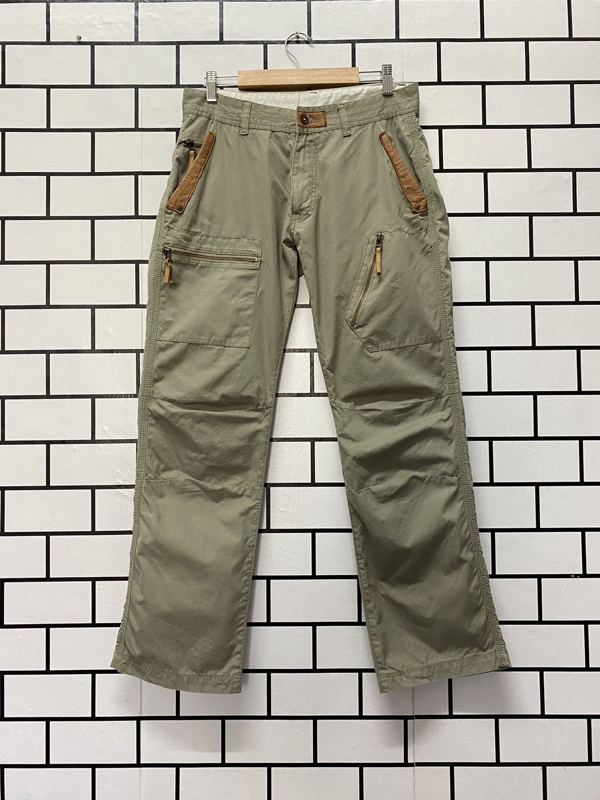 Designer × Japanese Brand Japan Brand Kolon Cargo Leather Trim Multi pocket Pants Size US 30 / EU 46 - 1 Thumbnail