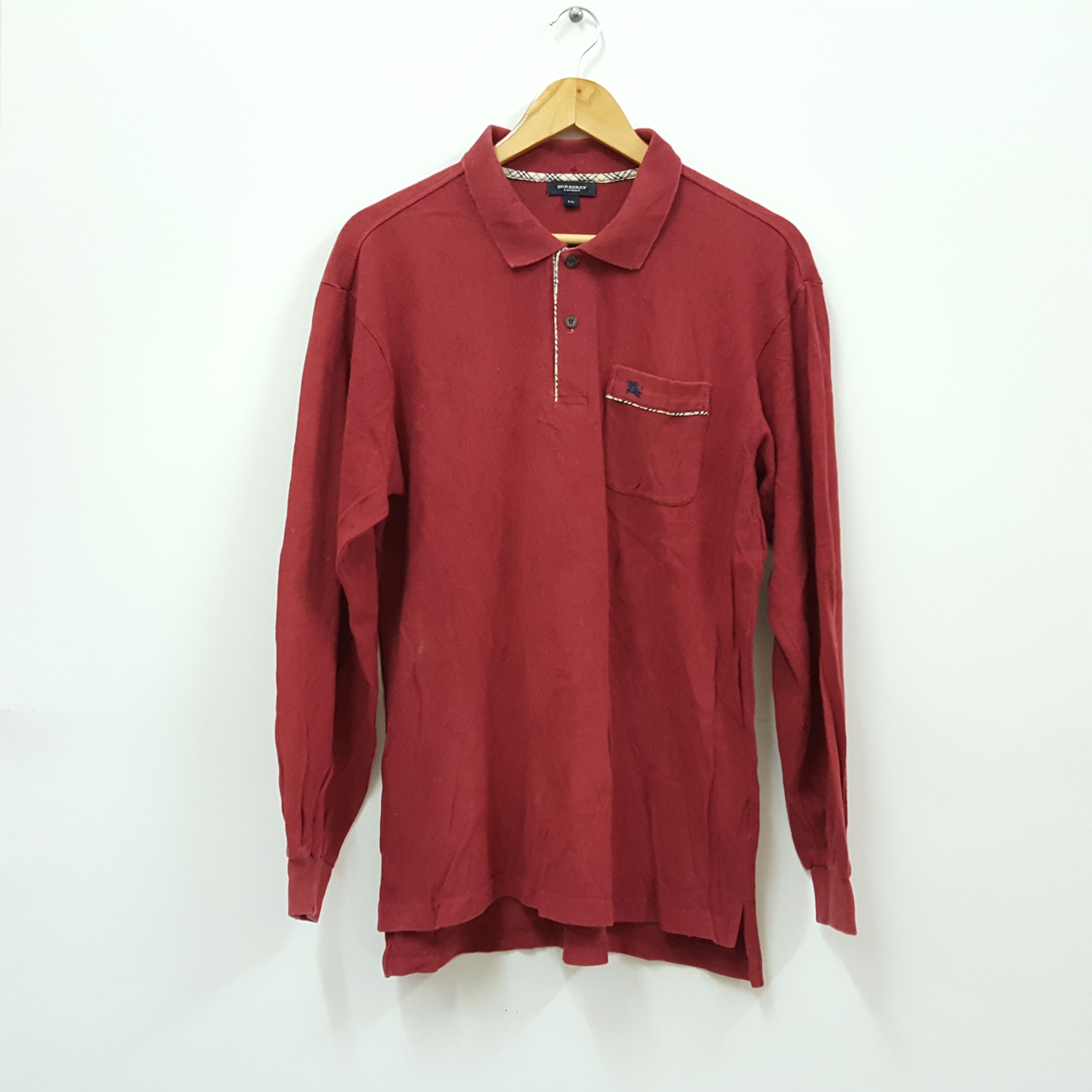 Burberry × Vintage Vintage BURBERRY nice design long sleeve polo shirt Size US L / EU 52-54 / 3 - 1 Thumbnail