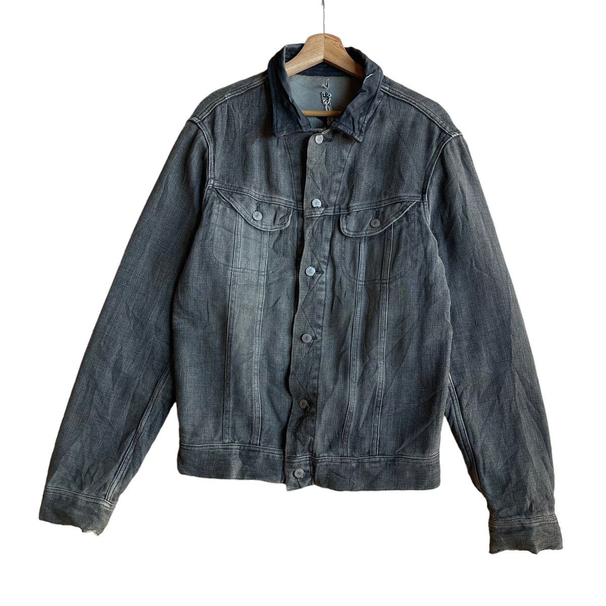 image of Denim Jacket x Tornado Mart Vintage Private Brand Ag Size M in Washed Black, Men's