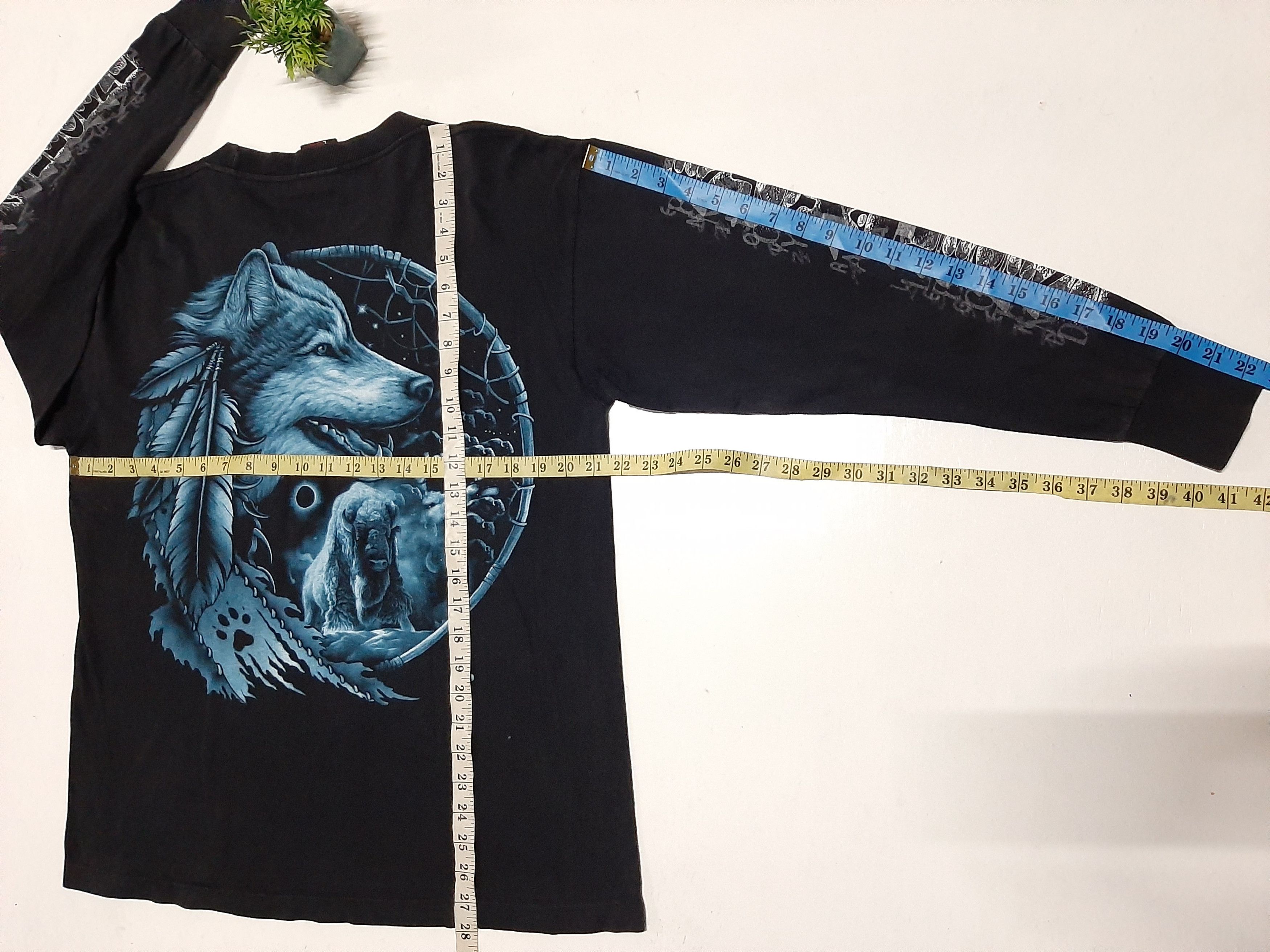 Band Tees × Vintage VINTAGE ‘90 ENJOY A LEGEND BIG WOLF LONG SLEEVE Size US L / EU 52-54 / 3 - 2 Thumbnail