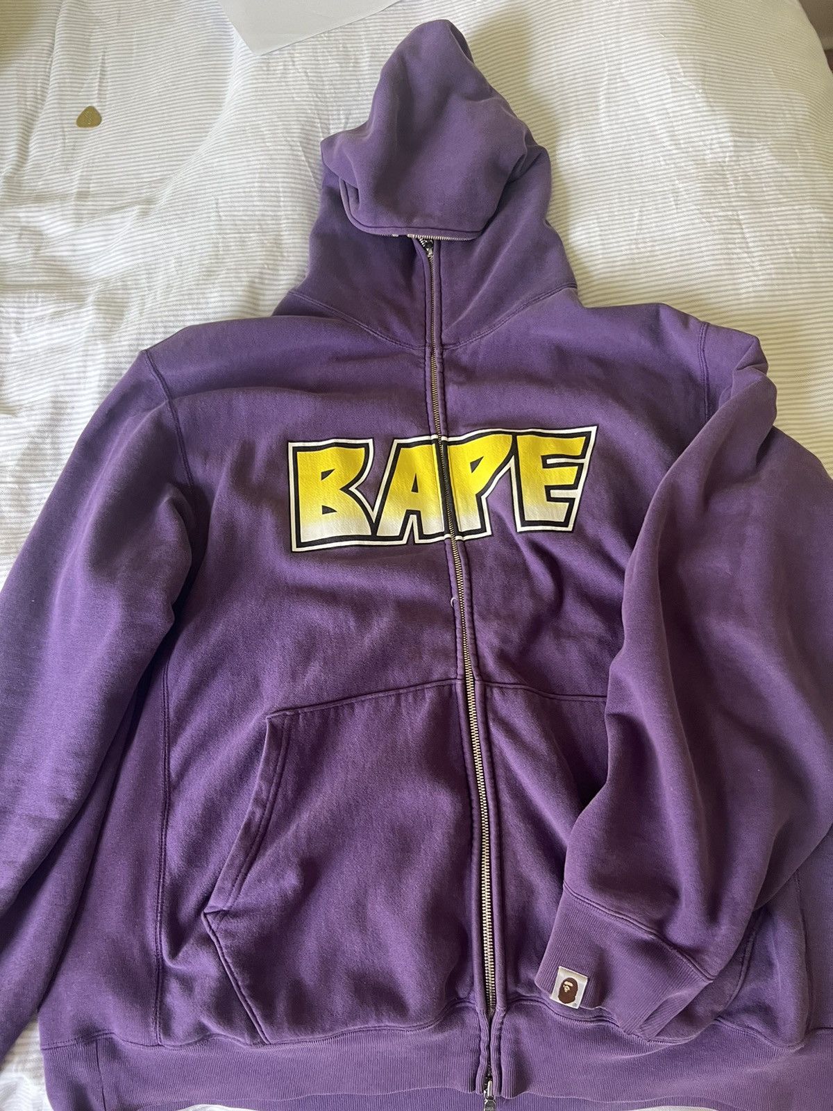 Image of Bape Kiss Logo Full Zip Hoodie in Purple, Men's (Size Large)