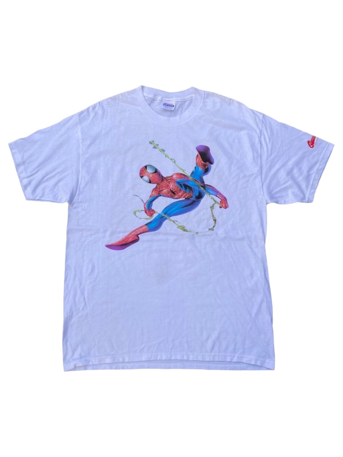 image of Marvel Comics x Movie Spiderman Marvel Graphitti Designs Vintage Shirt. W in White (Size Large)