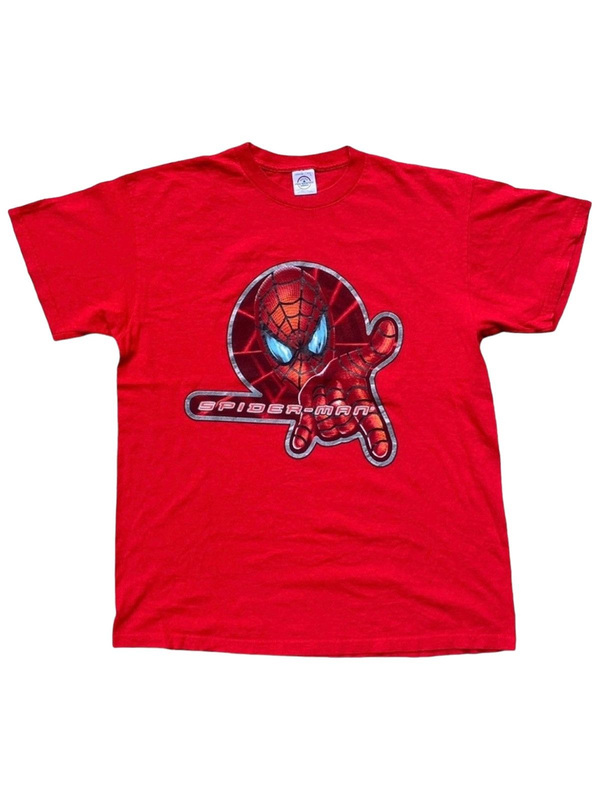 image of Spiderman Movie Shirt. R in Red, Men's (Size Large)