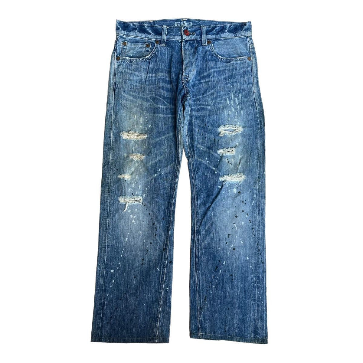 Edwin Vintage Edwin Blue Trip Distressed Flare Jeans Size US 34 / EU 50 - 1 Thumbnail