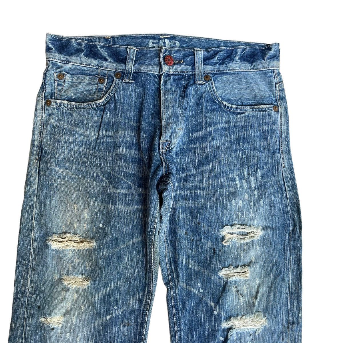 Edwin Vintage Edwin Blue Trip Distressed Flare Jeans Size US 34 / EU 50 - 2 Thumbnail