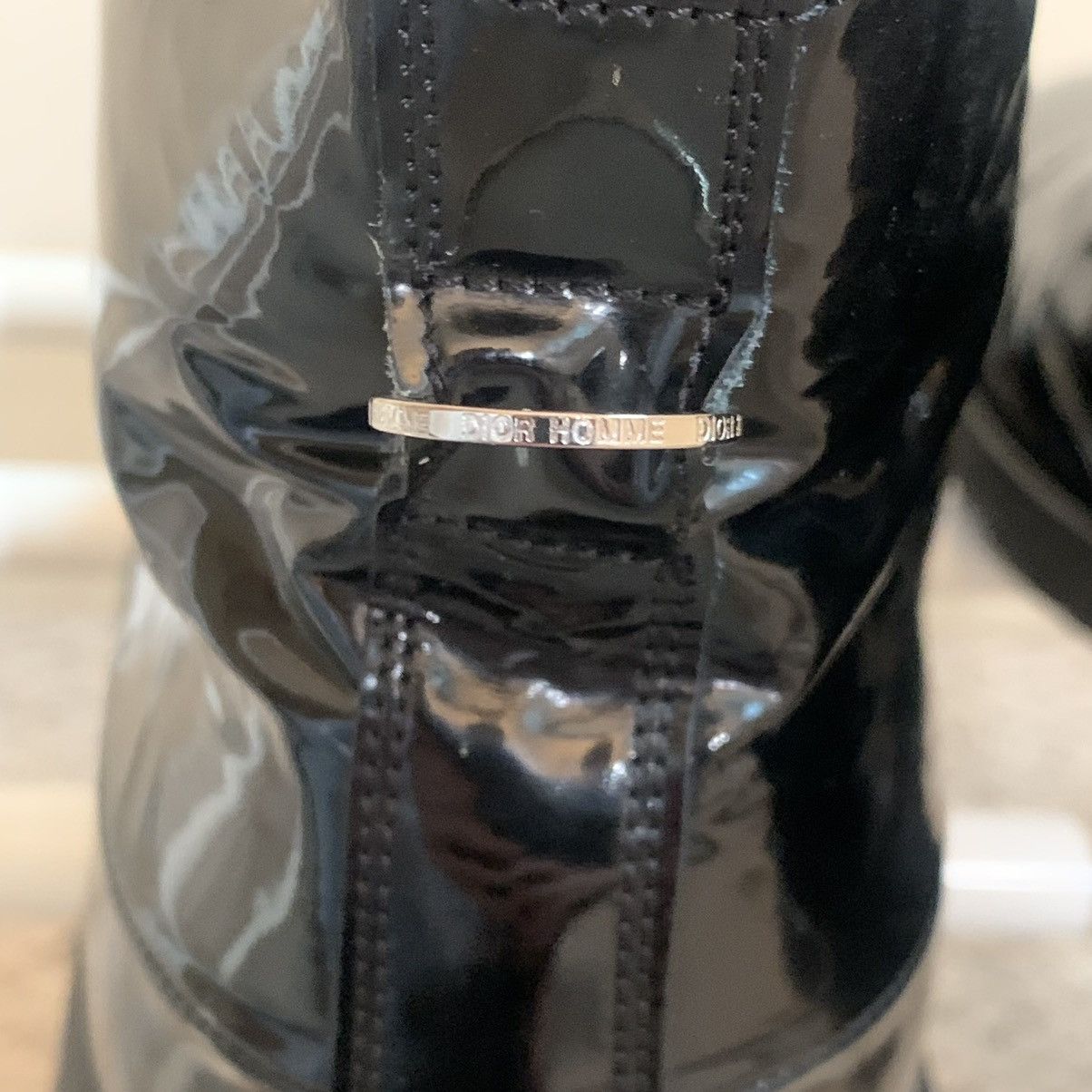 Dior × Hedi Slimane Dior Homme SS04 "Strip" Black Patent Leather Chukka Boots Size US 7 / EU 40 - 12 Thumbnail