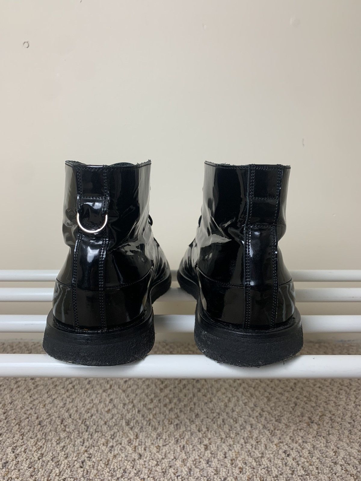 Dior × Hedi Slimane Dior Homme SS04 "Strip" Black Patent Leather Chukka Boots Size US 7 / EU 40 - 8 Thumbnail
