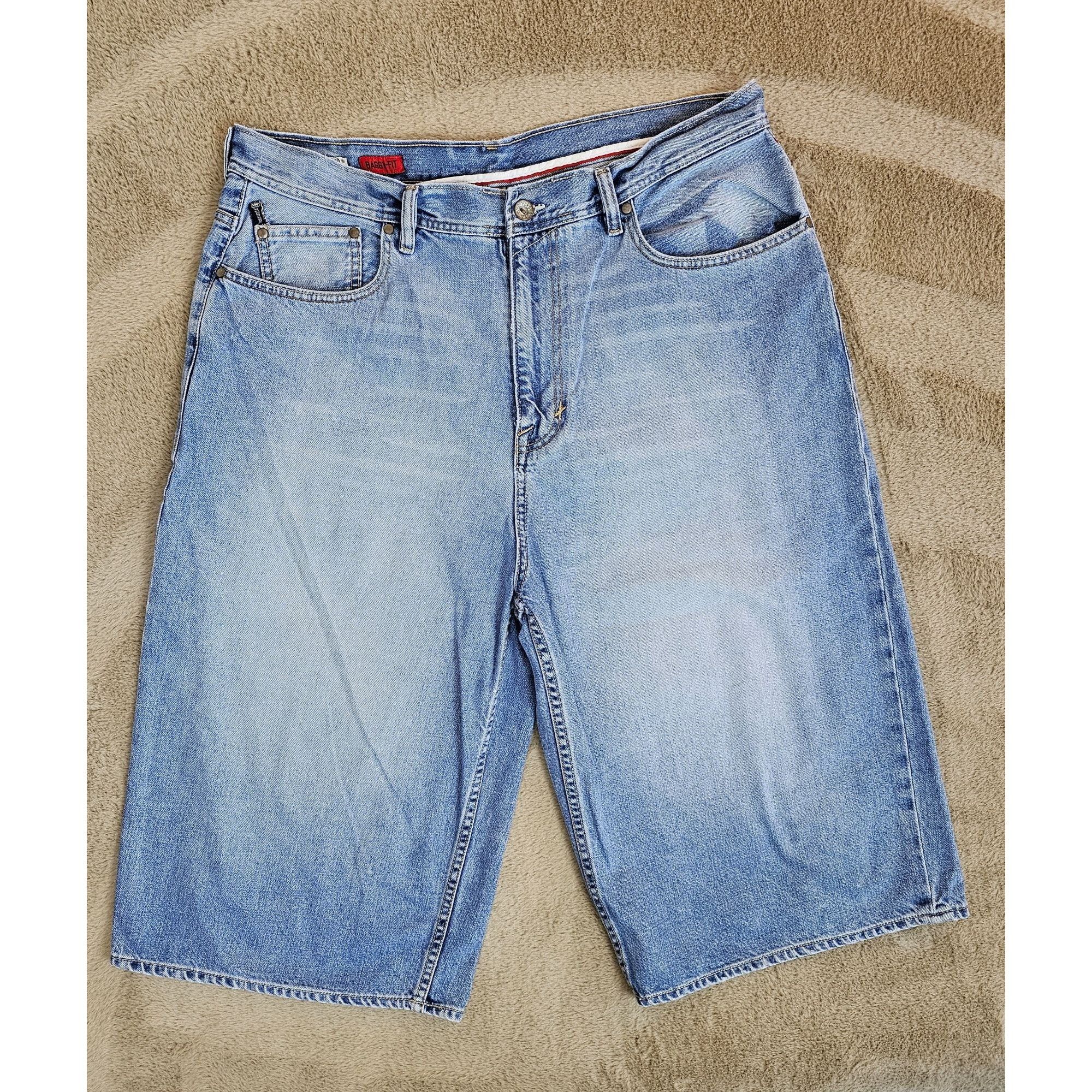 Ecko Unltd. × JNCO Ecko Unltd Light/Medium Wash Denim Baggy-Fit Shorts Y2K Size US 38 / EU 54 - 3 Thumbnail
