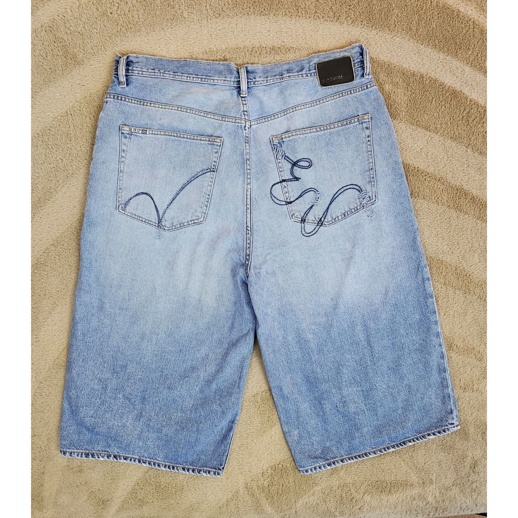 Ecko Unltd. × JNCO Ecko Unltd Light/Medium Wash Denim Baggy-Fit Shorts Y2K Size US 38 / EU 54 - 1 Thumbnail