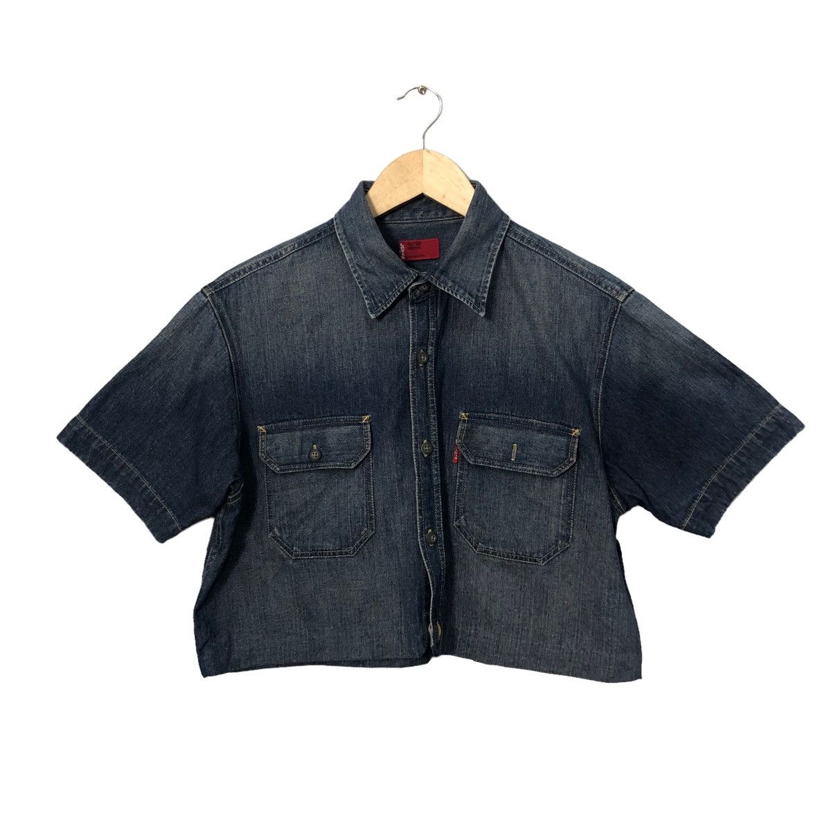 Vintage Levis Red Tab Button Ups Denim Crop Tops Jacket